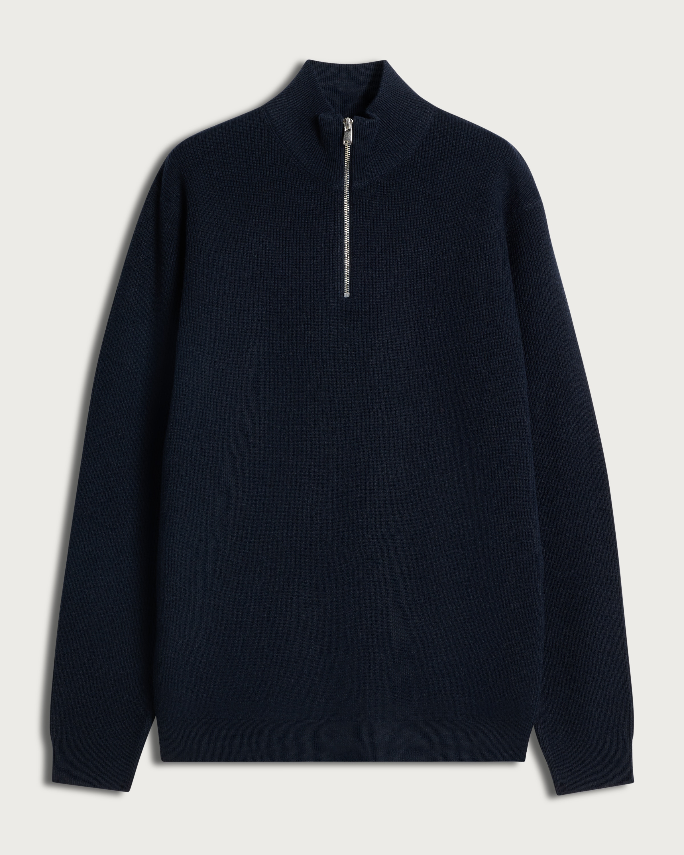 F&F Knitted Ribbed Half Zip Jumper in Navy thumbnail 4