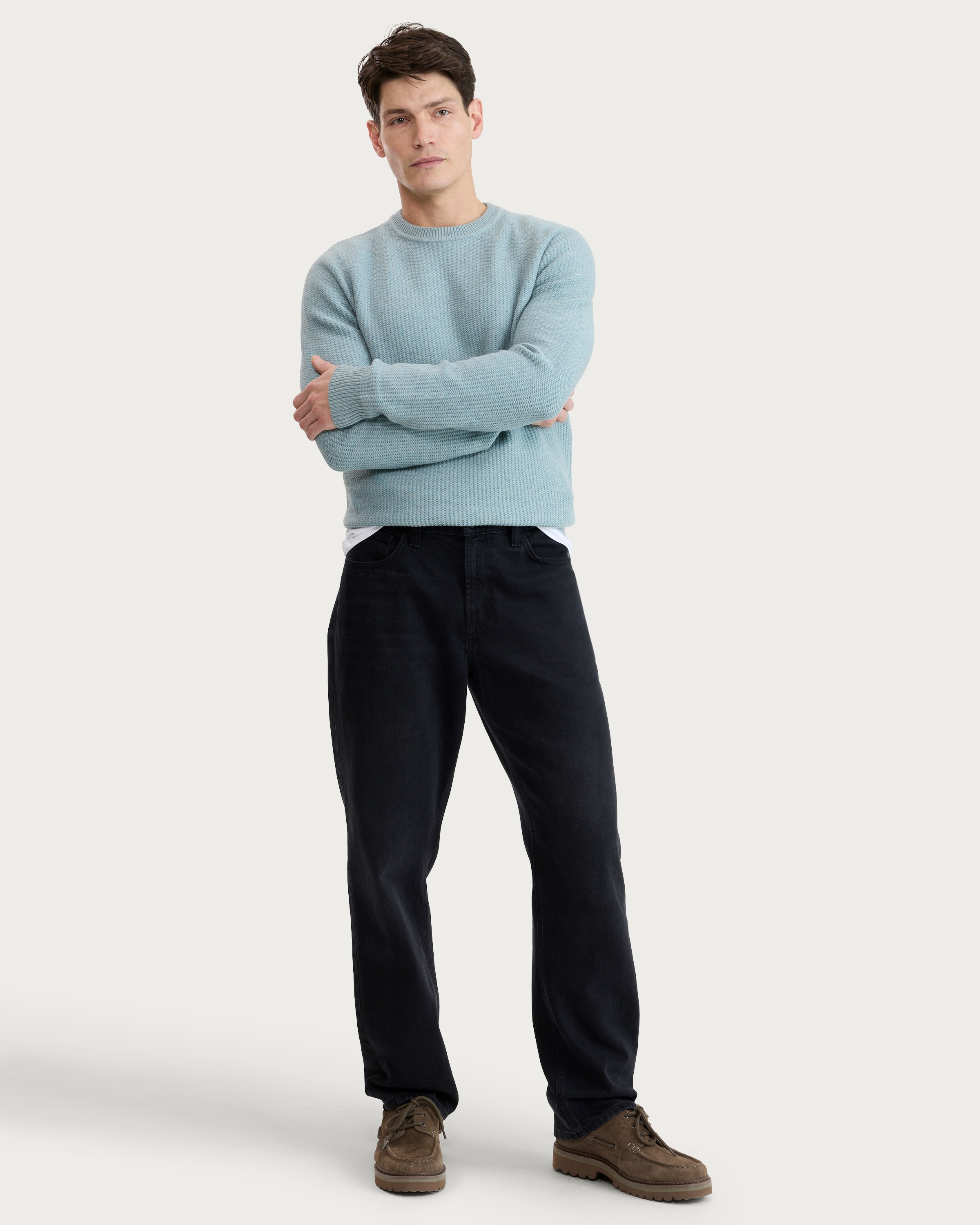 F&F Knitted Ribbed Crew Neck Jumper in Green thumbnail 2