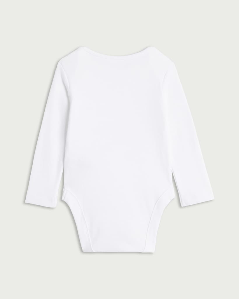 F&F Baby 5-Pack Pure Cotton Long Sleeved Bodysuits in White thumbnail 2
