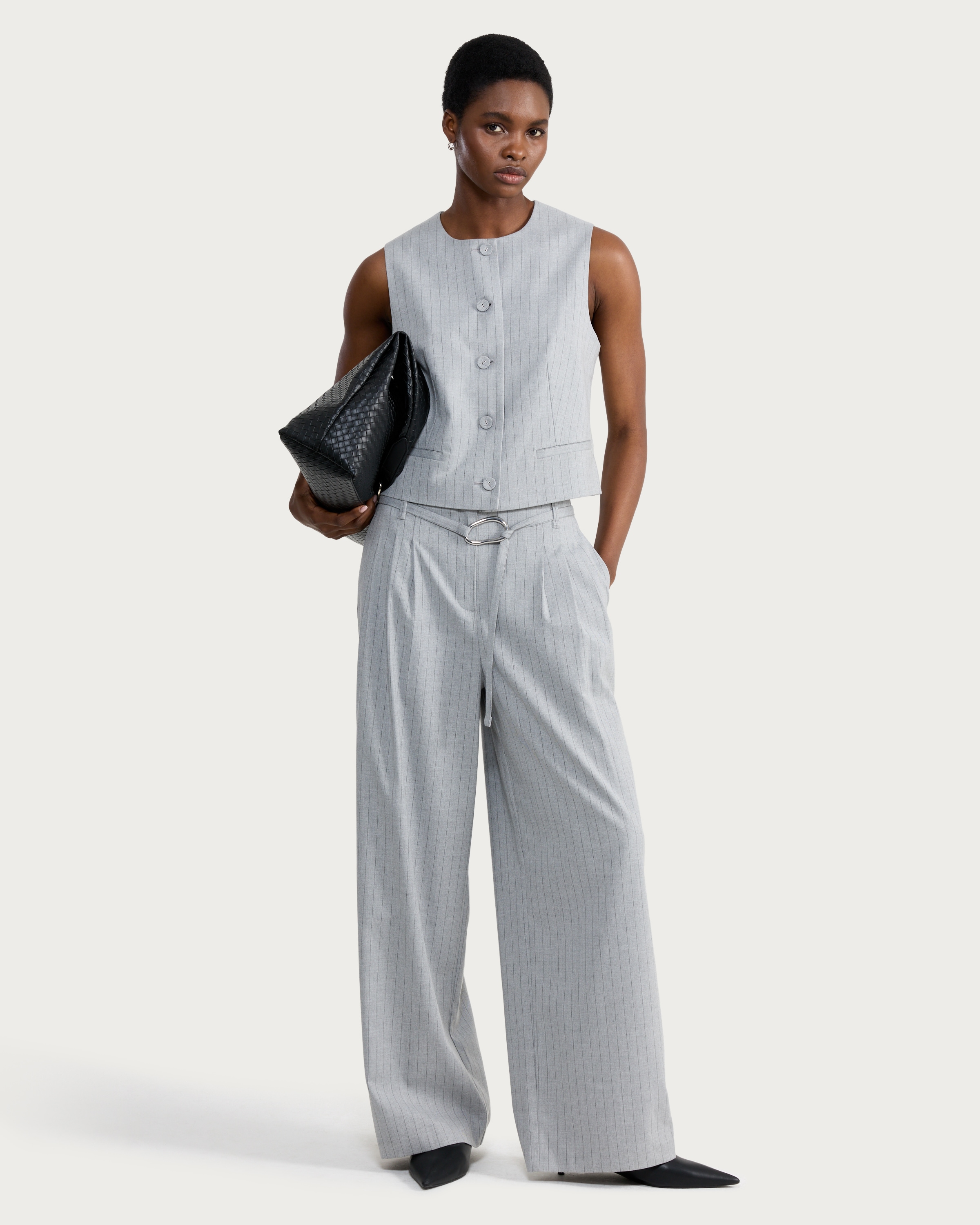 F&F Pinstripe Buttoned Waistcoat in Grey