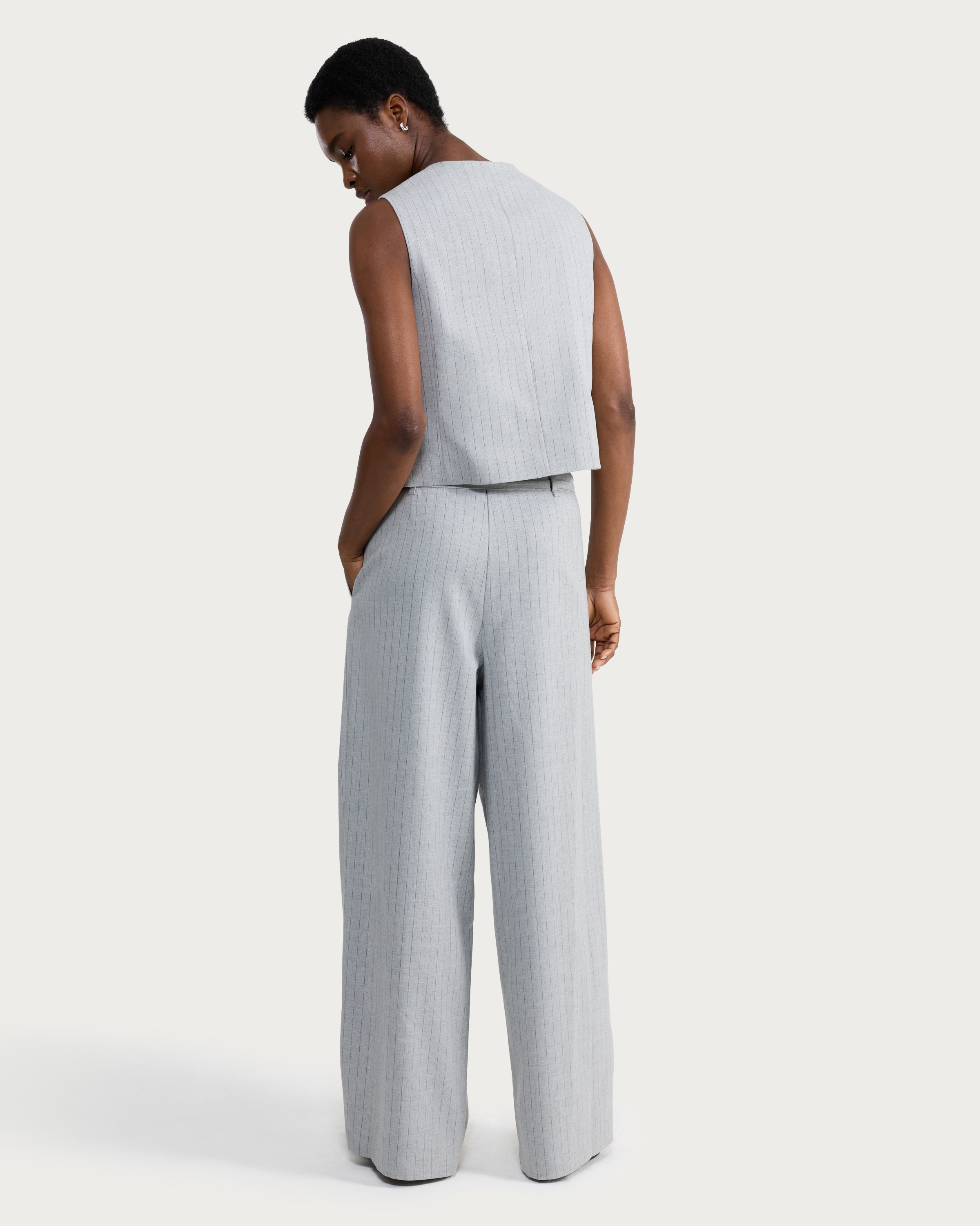 F&F Pinstripe Buttoned Waistcoat in Grey thumbnail 3