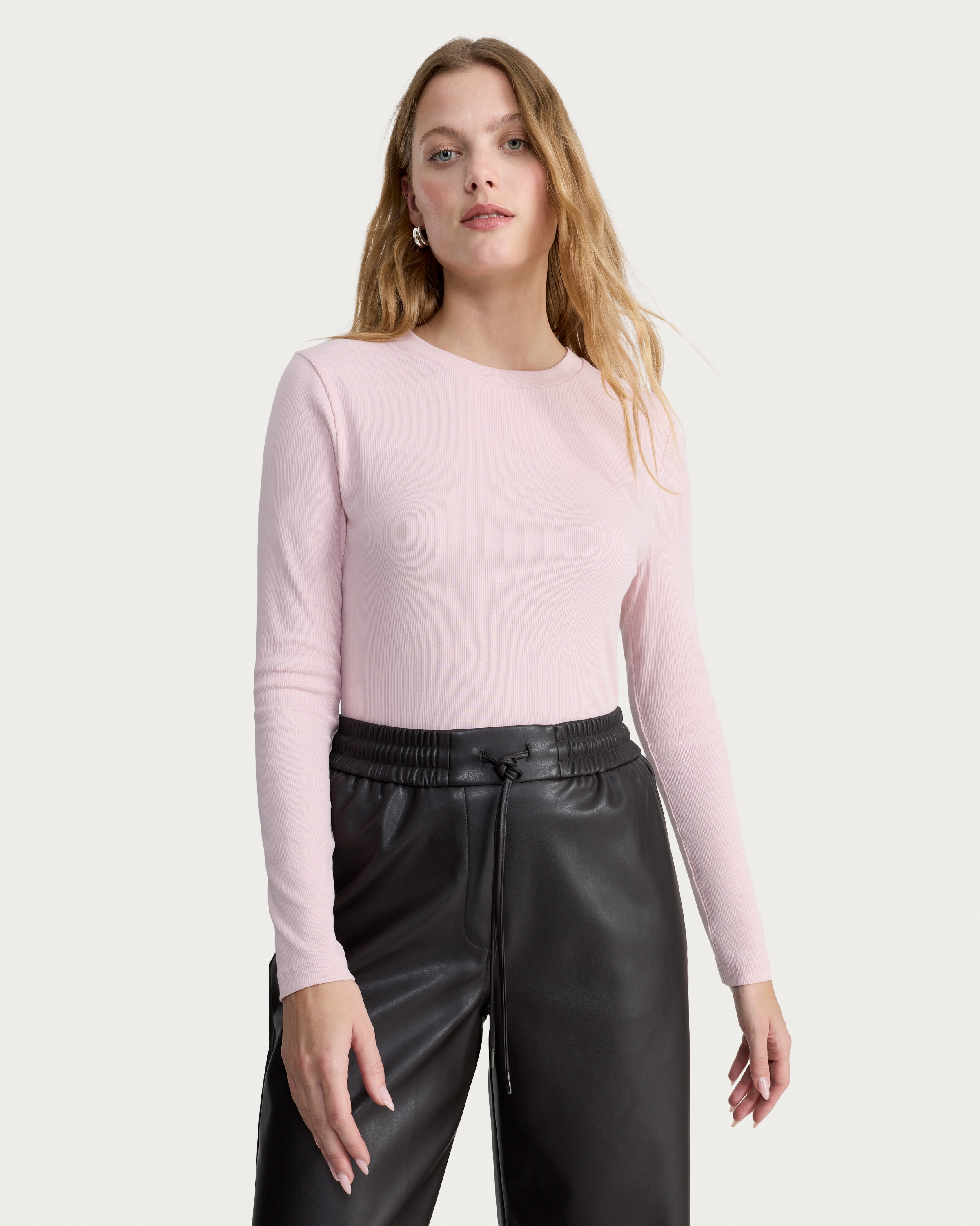 F&F Cotton Rich Crew Neck Long Sleeved Top in Pink thumbnail 2