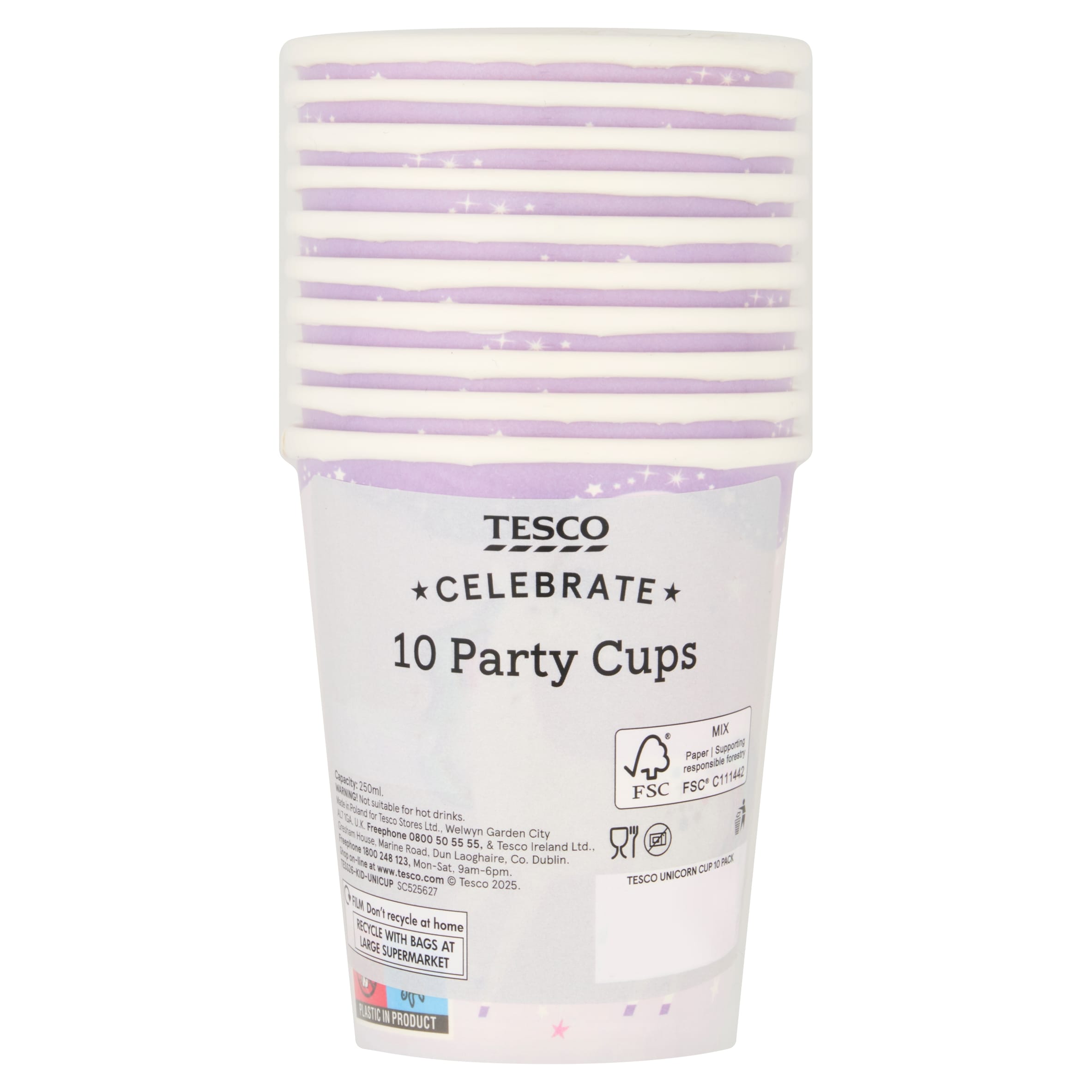 Tesco Unicorn Cup 10 Pack