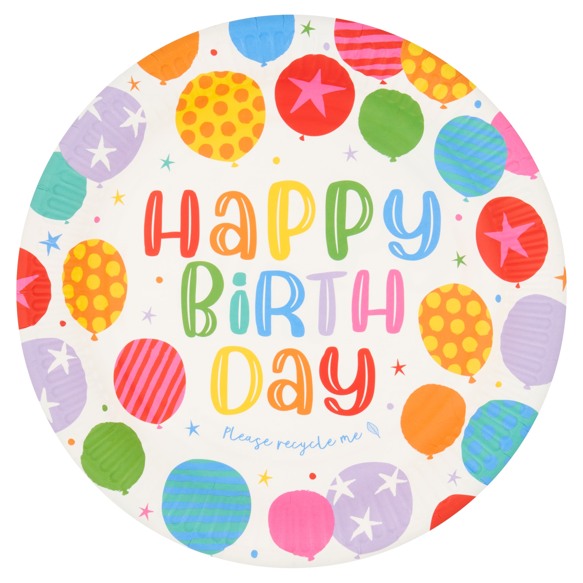 Tesco Happy Birthday Balloons Paper Plates 10 Pack