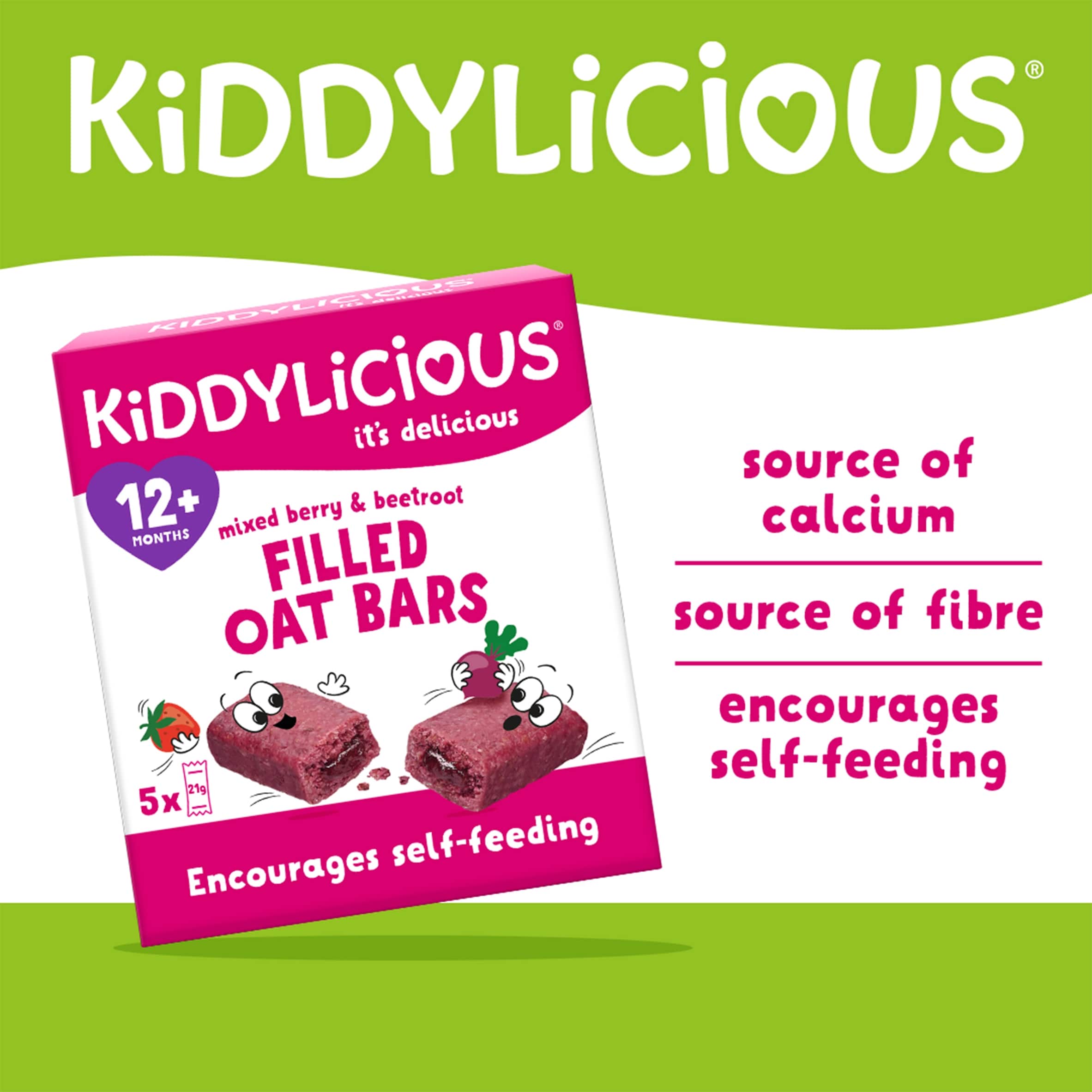 Kiddylicious Berry & Beetroot Oat Bars 5x21g thumbnail 2