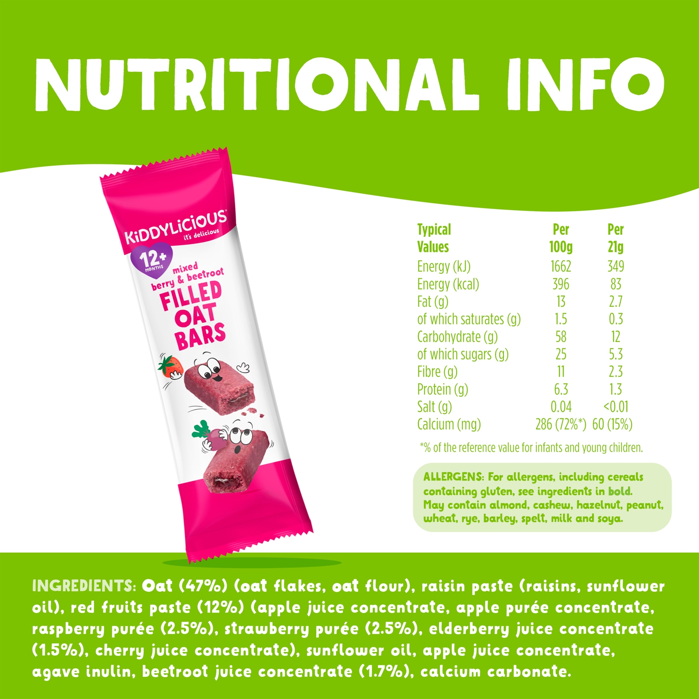 Kiddylicious Berry & Beetroot Oat Bars 5x21g thumbnail 3