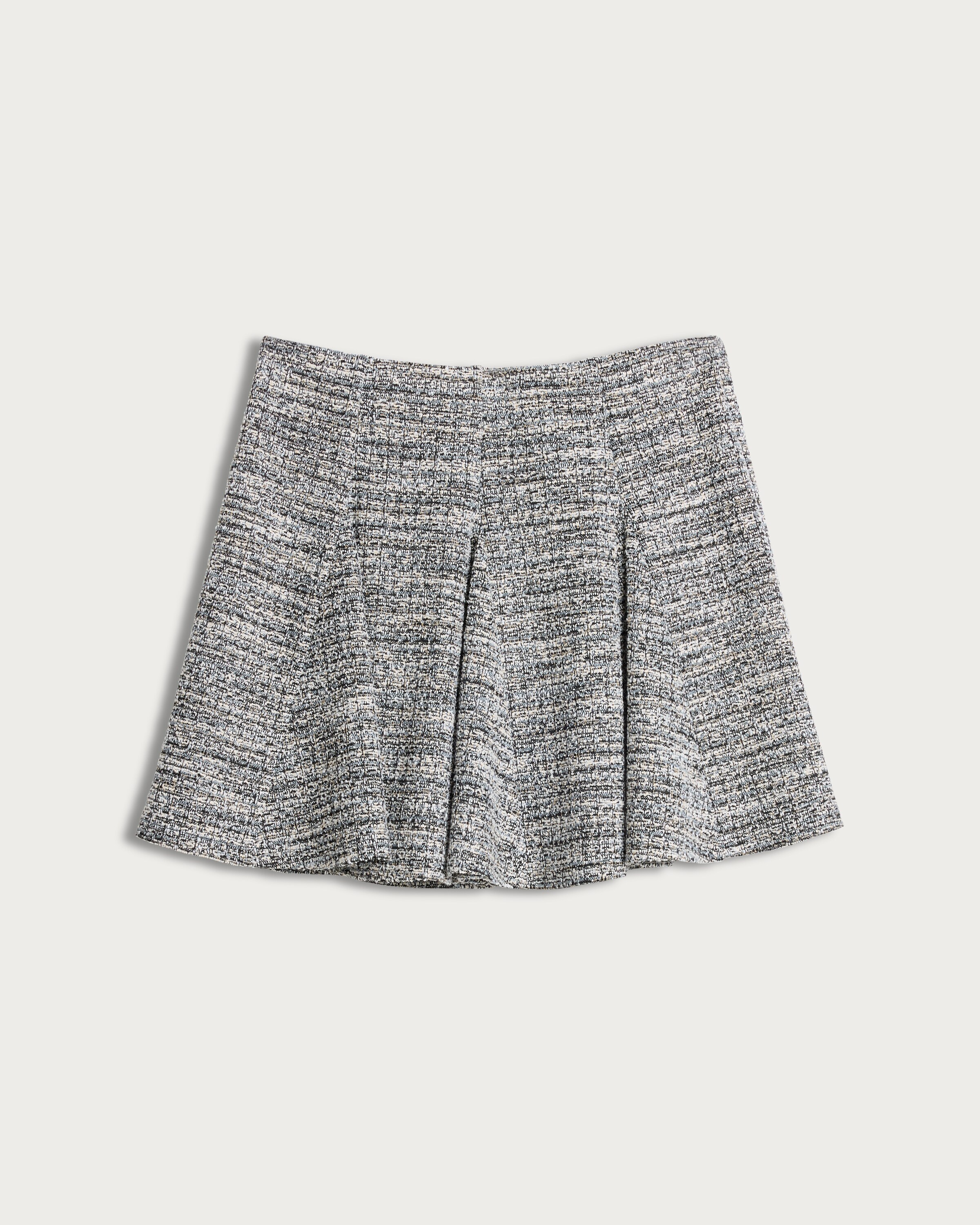 F&F Boucle Textured Pleated Mini Skirt in Multi Grey thumbnail 4