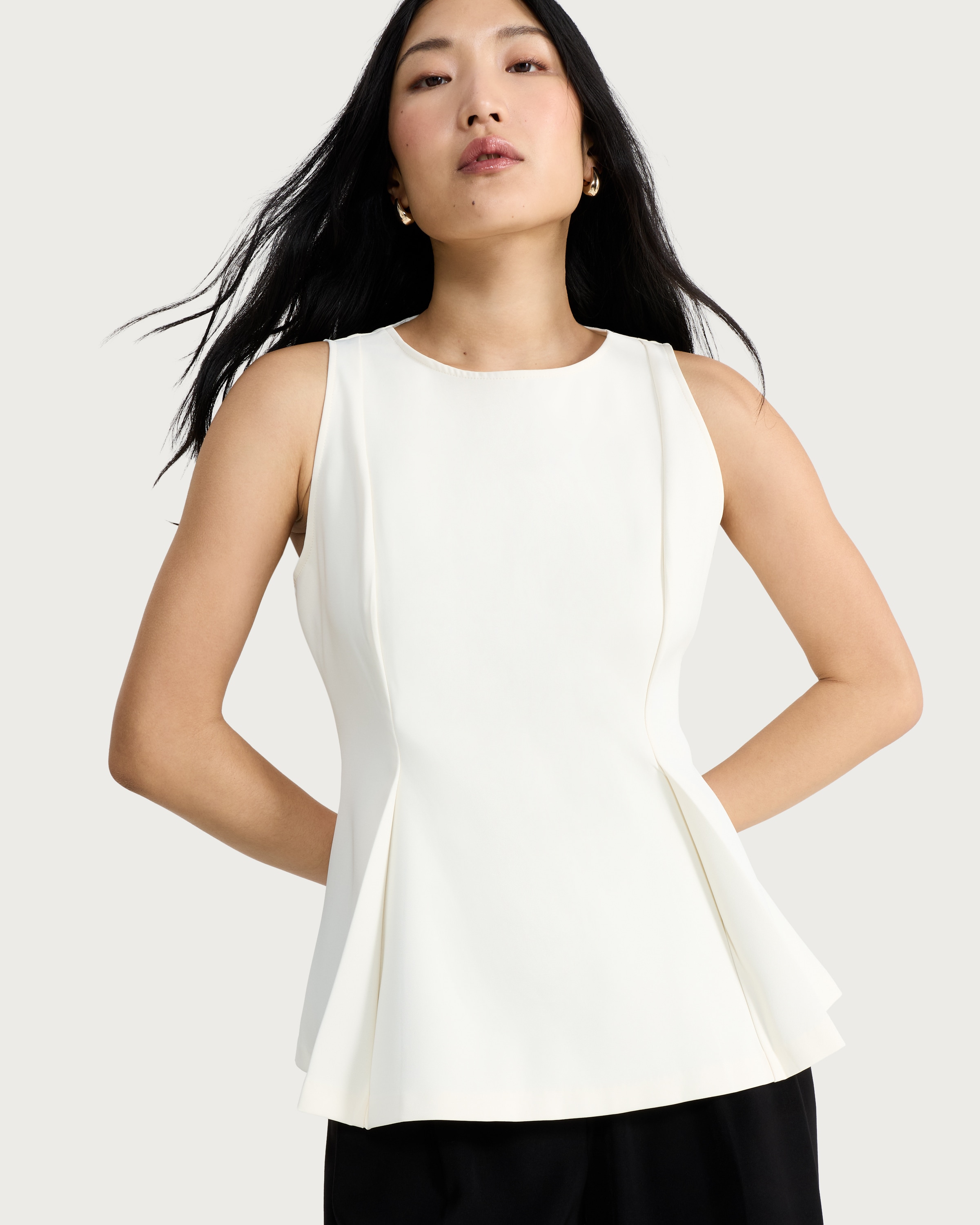F&F Sleeveless Peplum Top in Cream