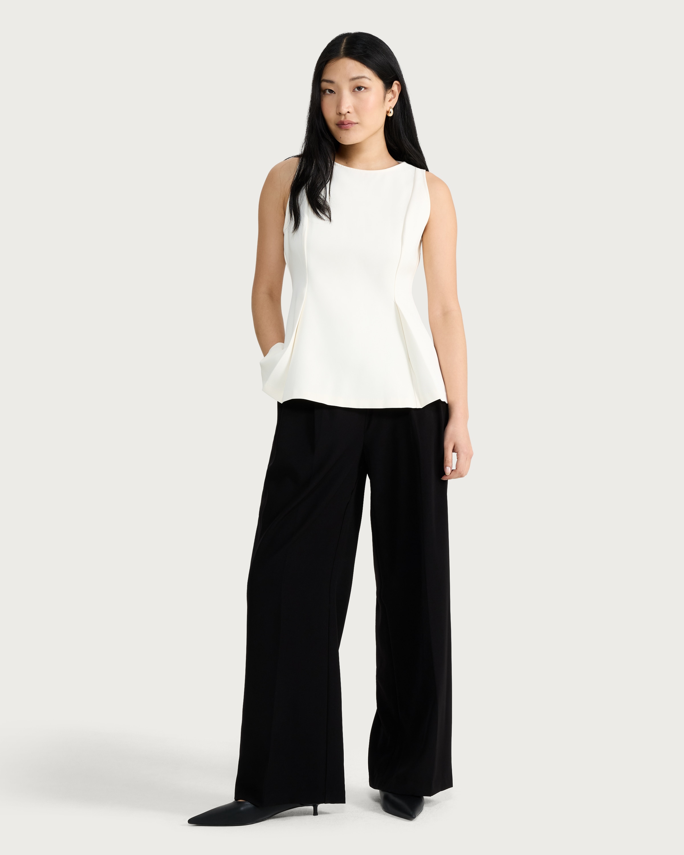 F&F Sleeveless Peplum Top in Cream thumbnail 2