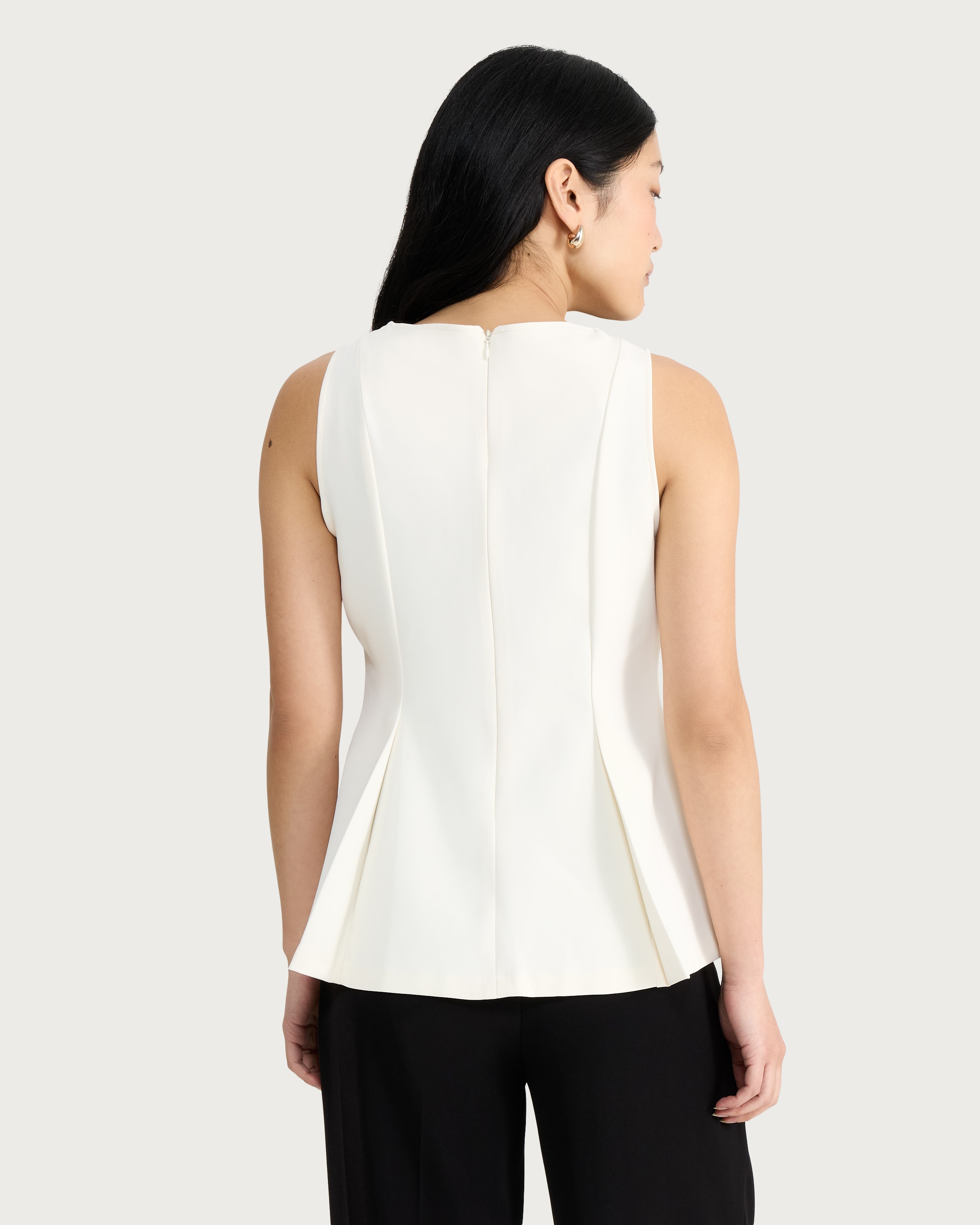 F&F Sleeveless Peplum Top in Cream thumbnail 3