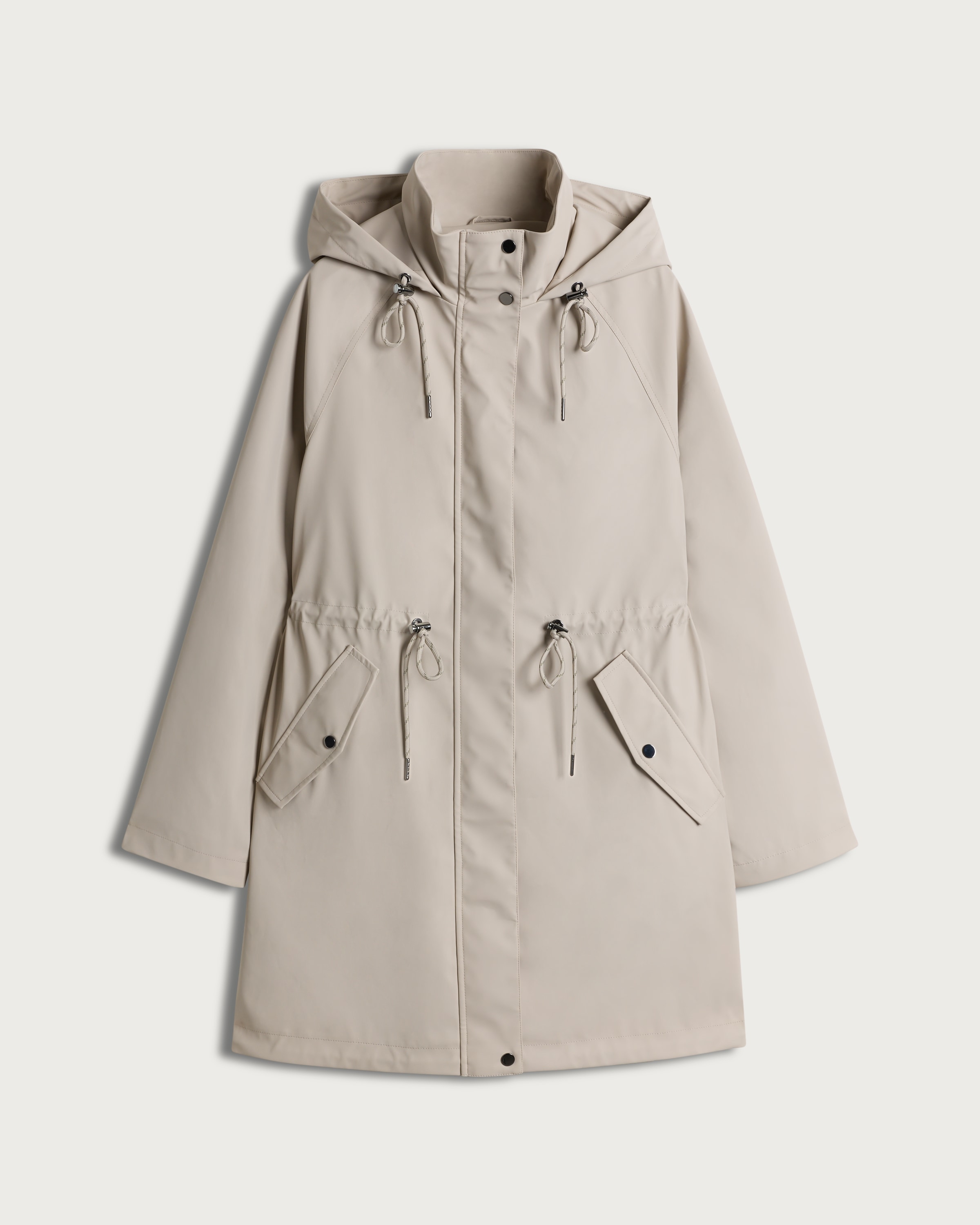 F&F Shower Resistant Drawstring Waist Hooded Raincoat in Cream thumbnail 4