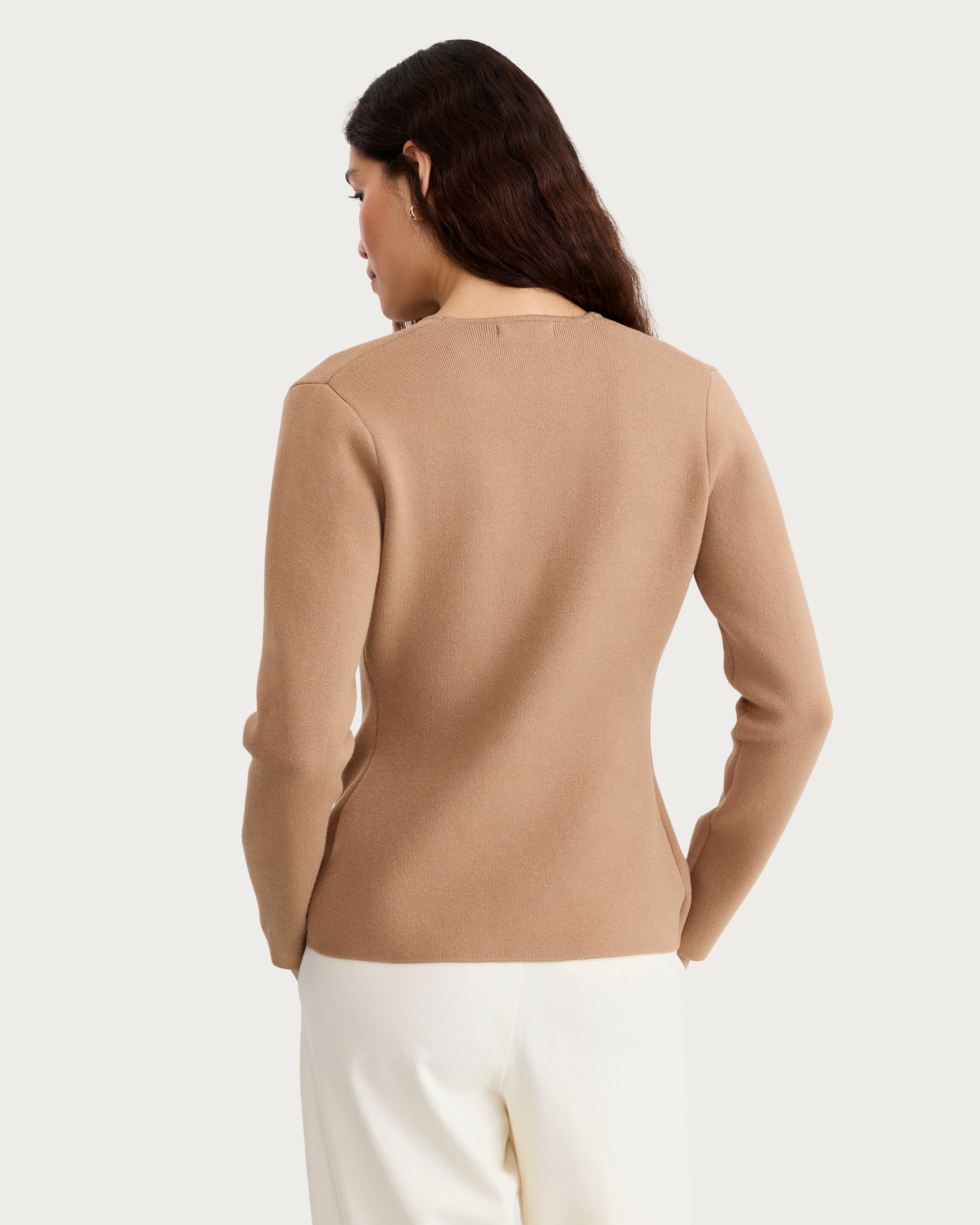 F&F Cinched V Neck Cardigan in Mink thumbnail 3