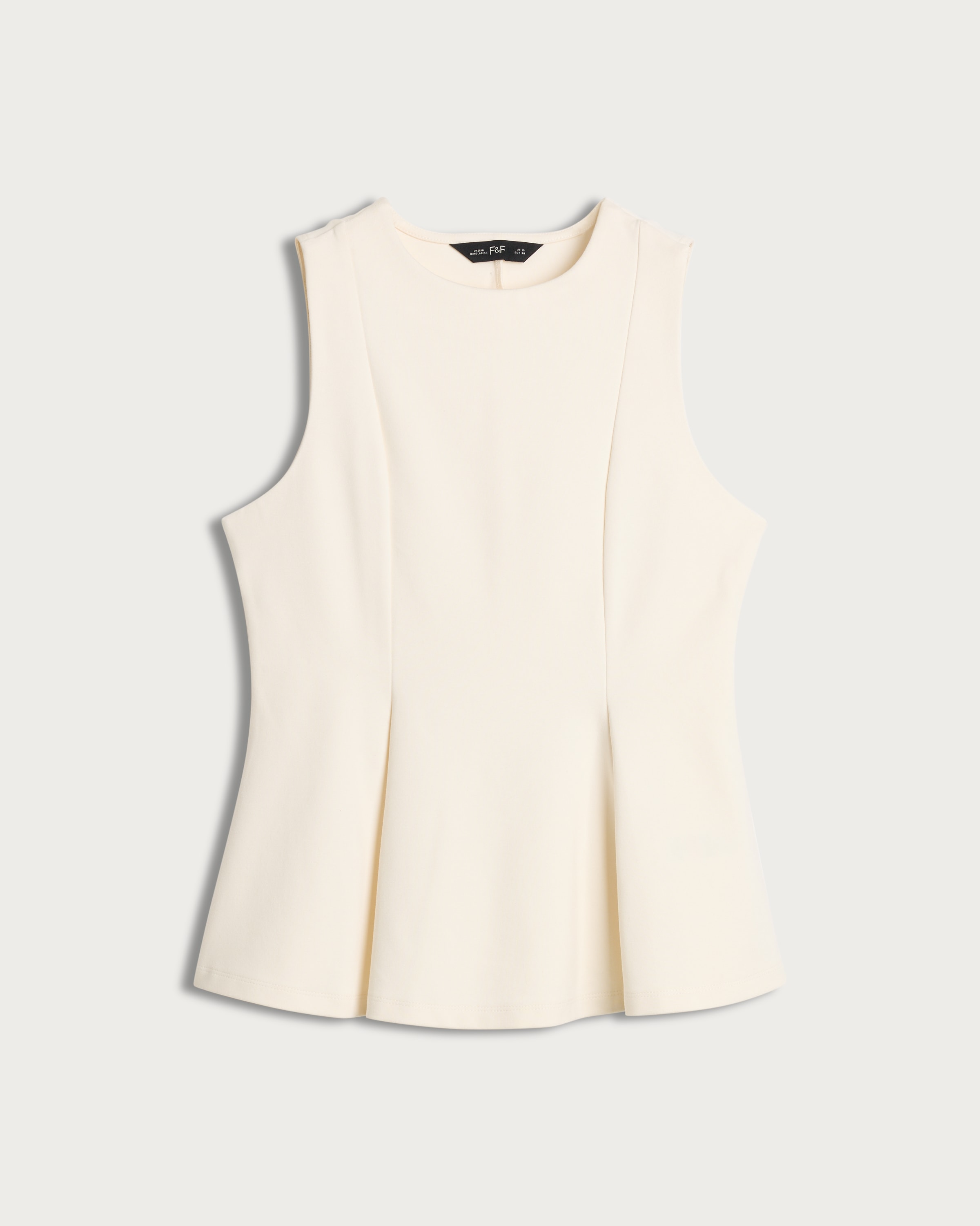 F&F Ponte Peplum Hem Top in Cream thumbnail 4