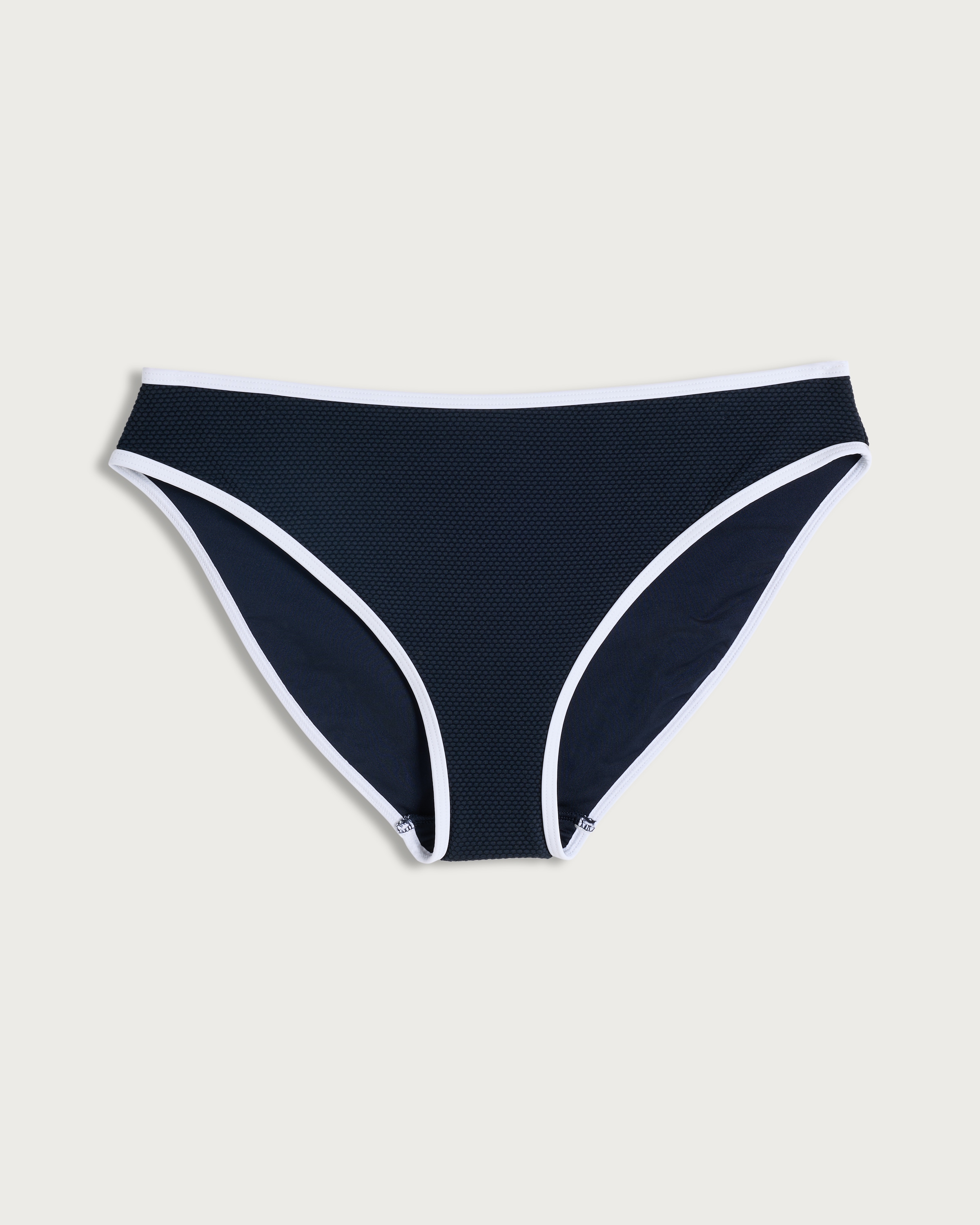 F&F Textured Contrast Trim Co-ord Bikini Bottoms in Navy thumbnail 4