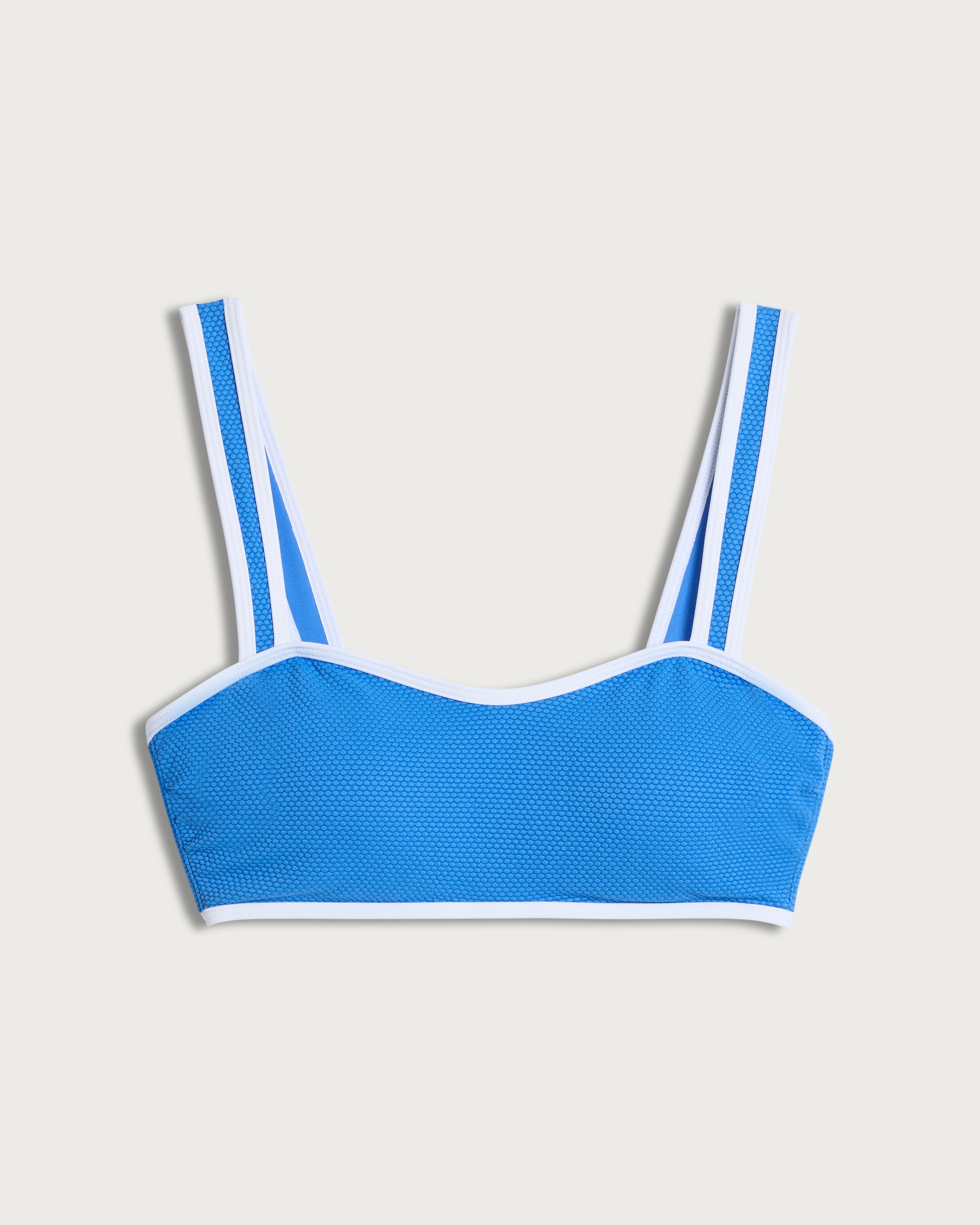 F&F Textured Contrast Trim Bikini Top in Blue thumbnail 4