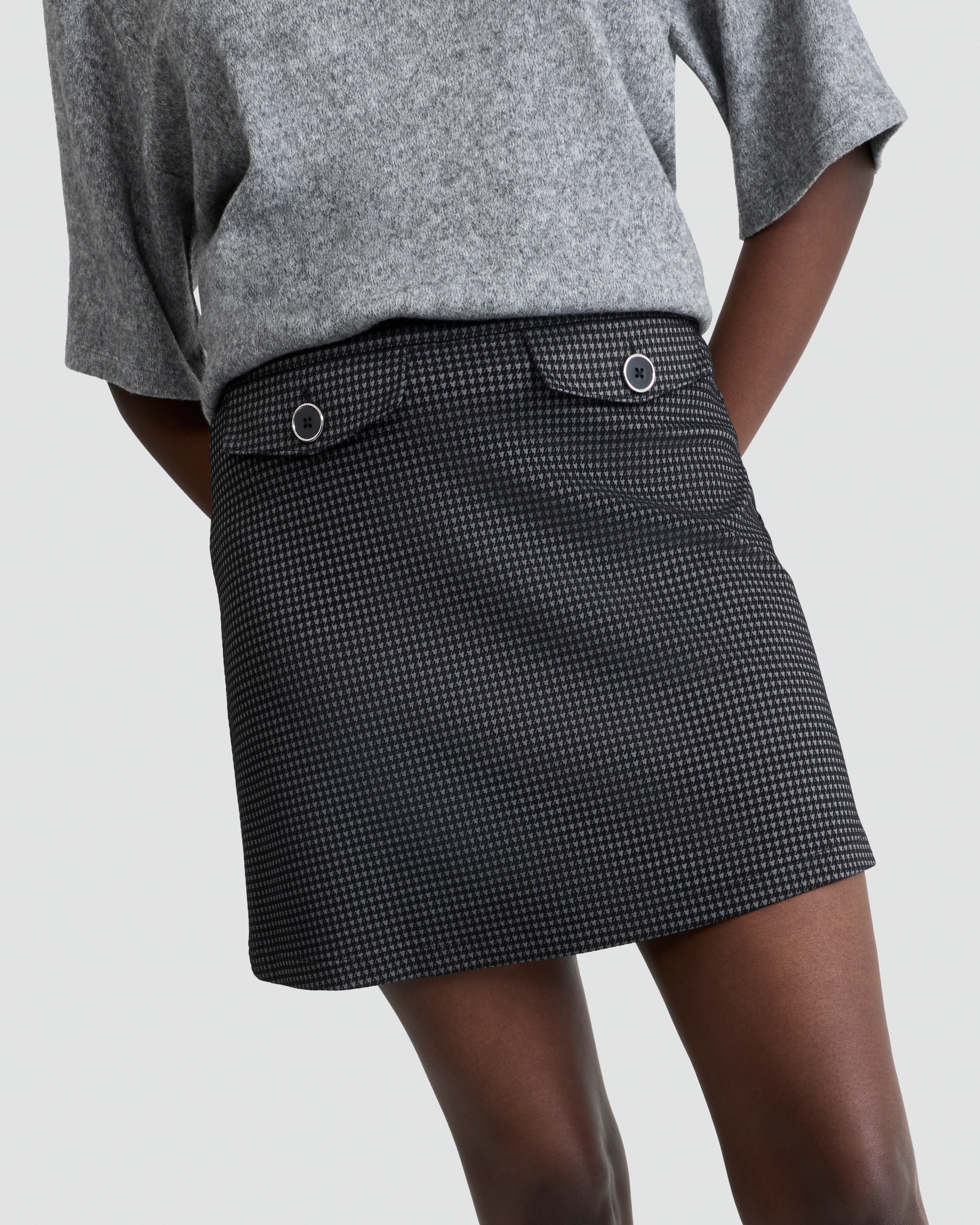 F&F Ponte Houndstooth Mini Skirt in Grey