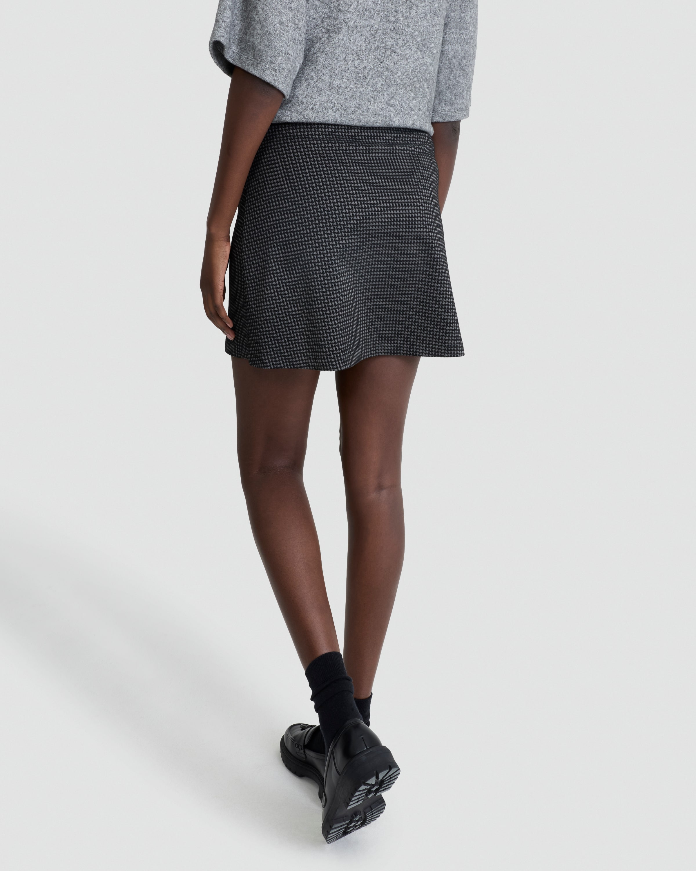F&F Ponte Houndstooth Mini Skirt in Grey thumbnail 3