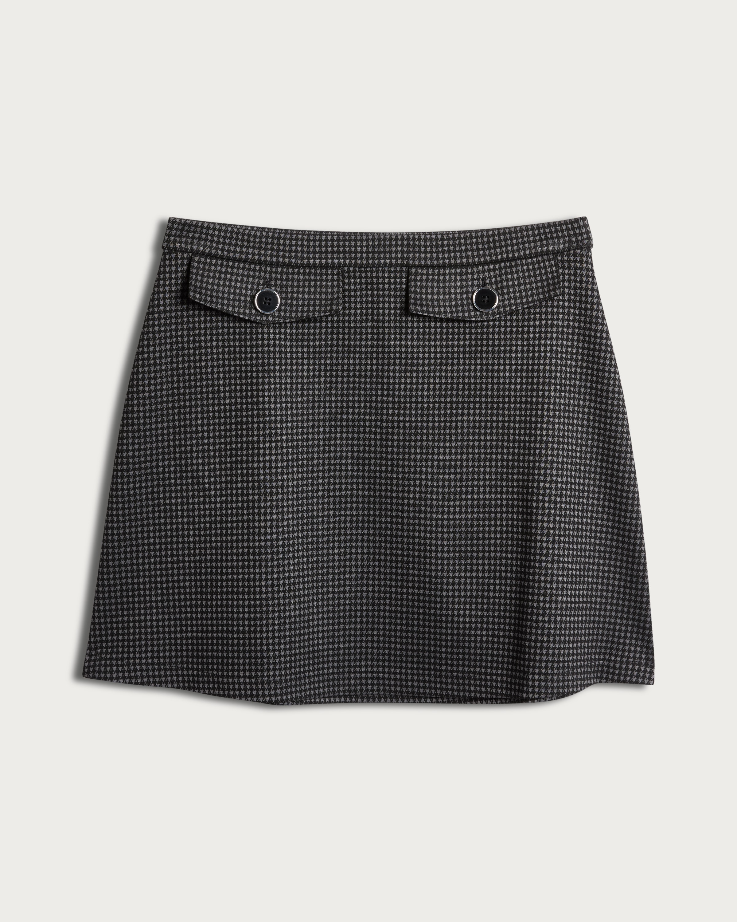 F&F Ponte Houndstooth Mini Skirt in Grey thumbnail 4