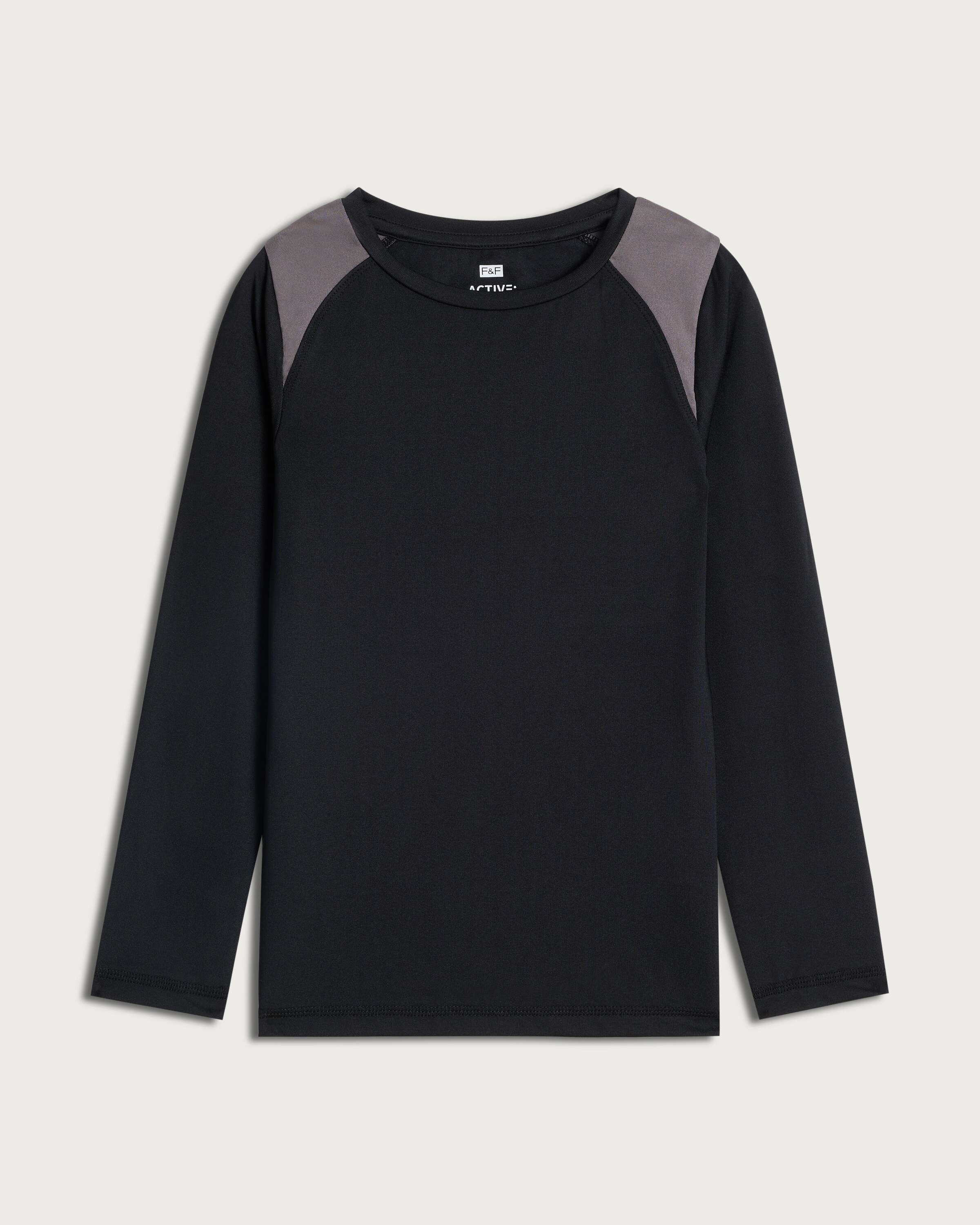 F&F Active Boys ULTRAMOVE Long Sleeved Panelled Top in Black thumbnail 4