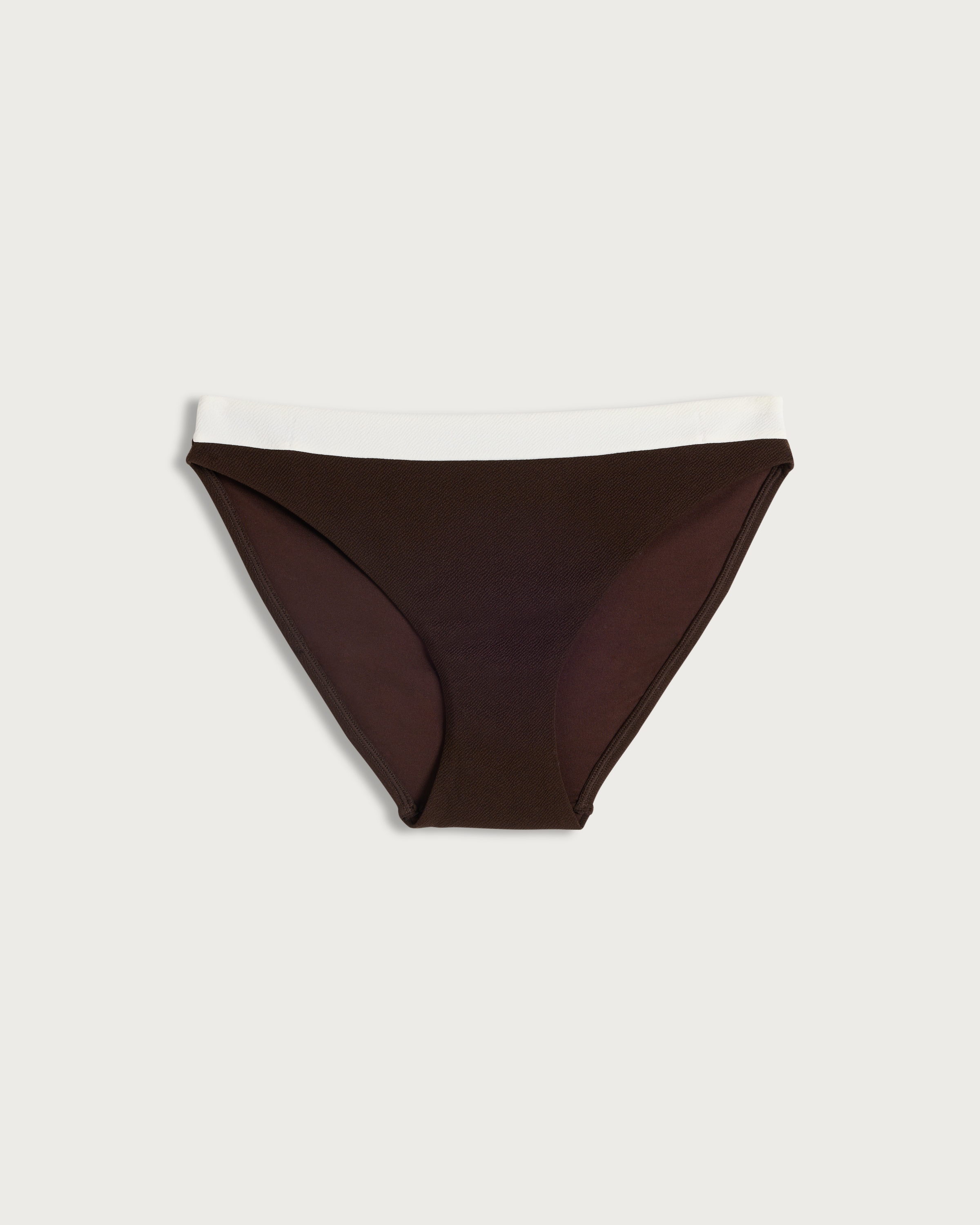 F&F Textured Contrast Trim High Leg Bikini Bottoms in Brown thumbnail 4