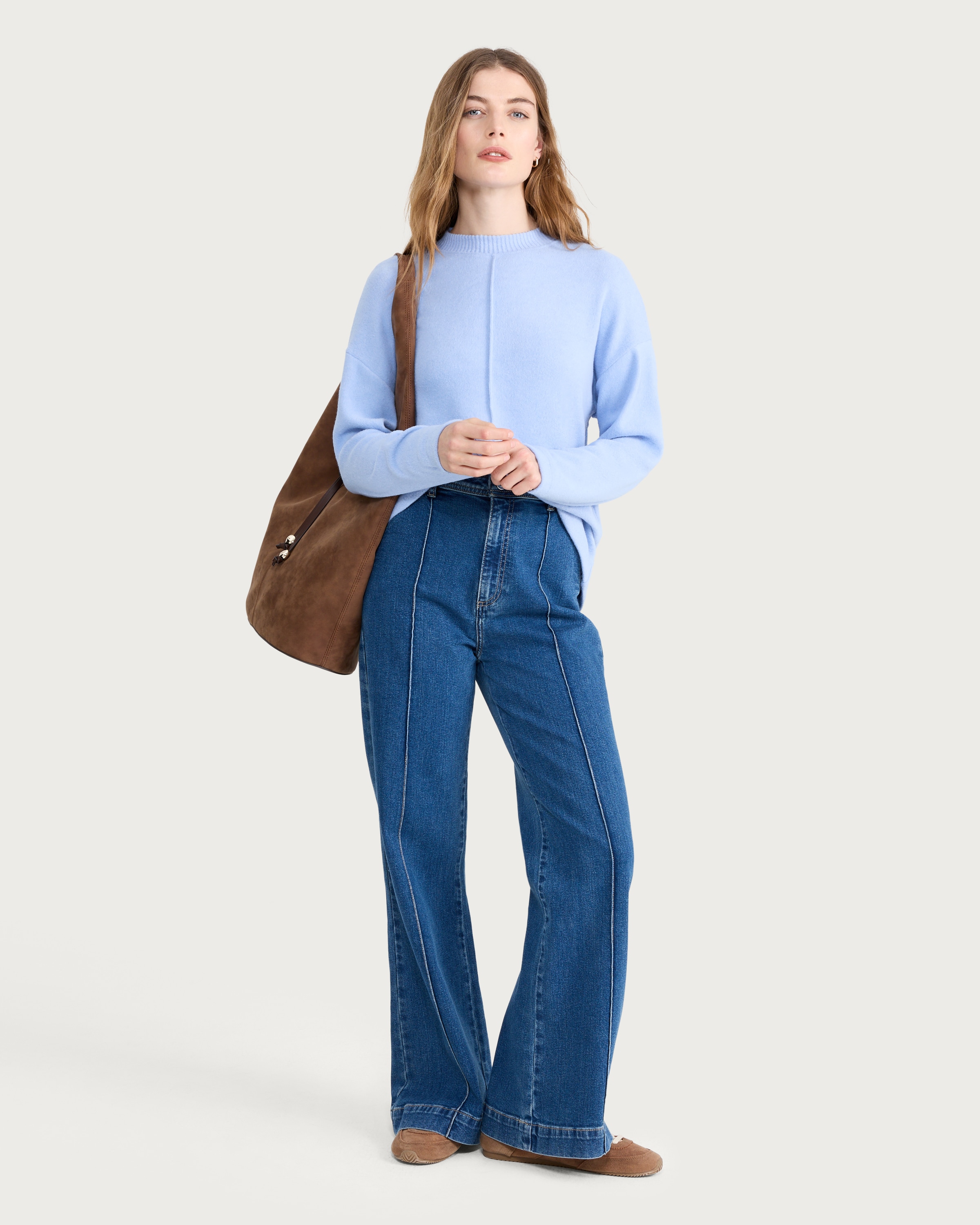 F&F Textured Long Sleeved Jumper in Blue thumbnail 2