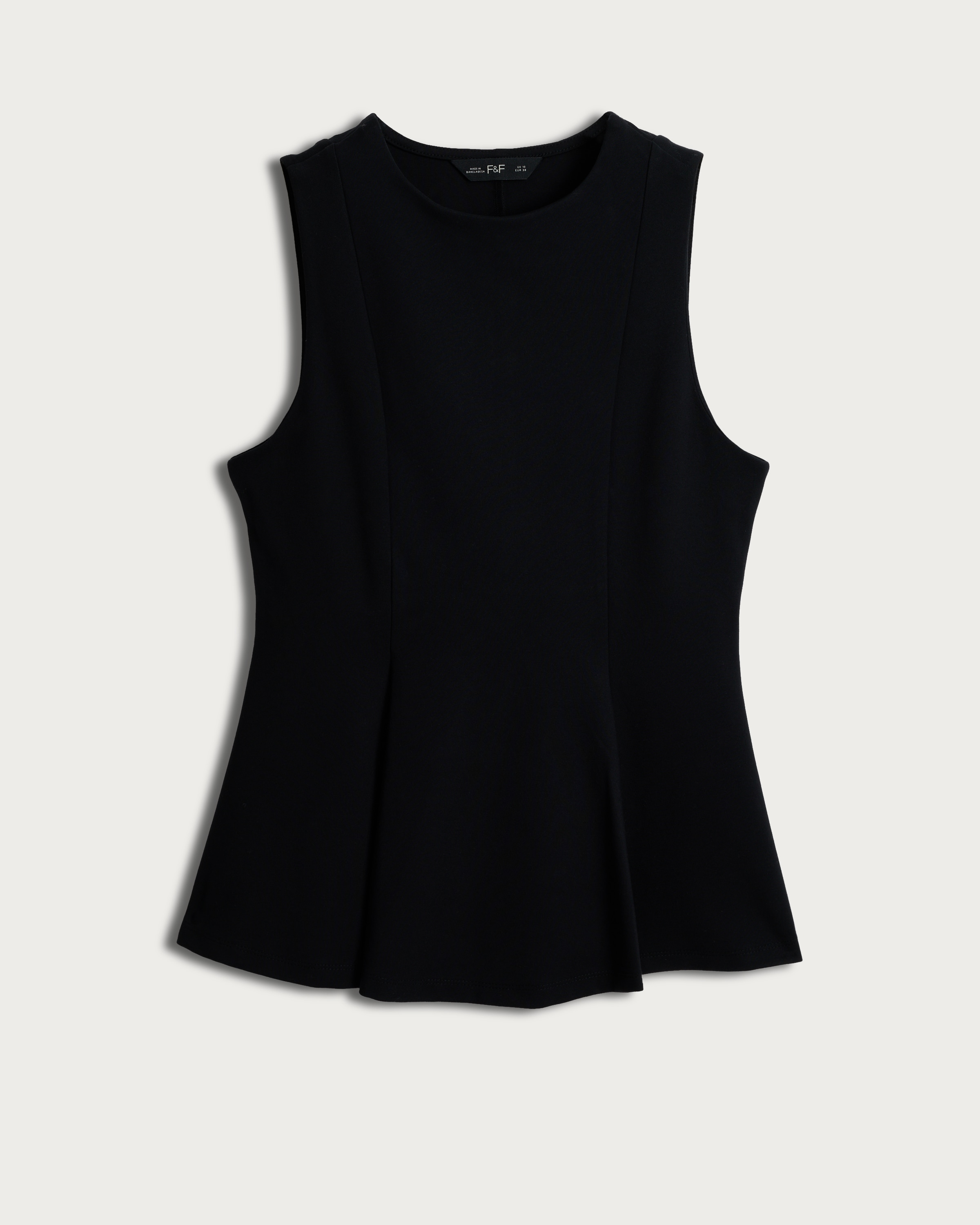 F&F Ponte Peplum Hem Top in Black thumbnail 4