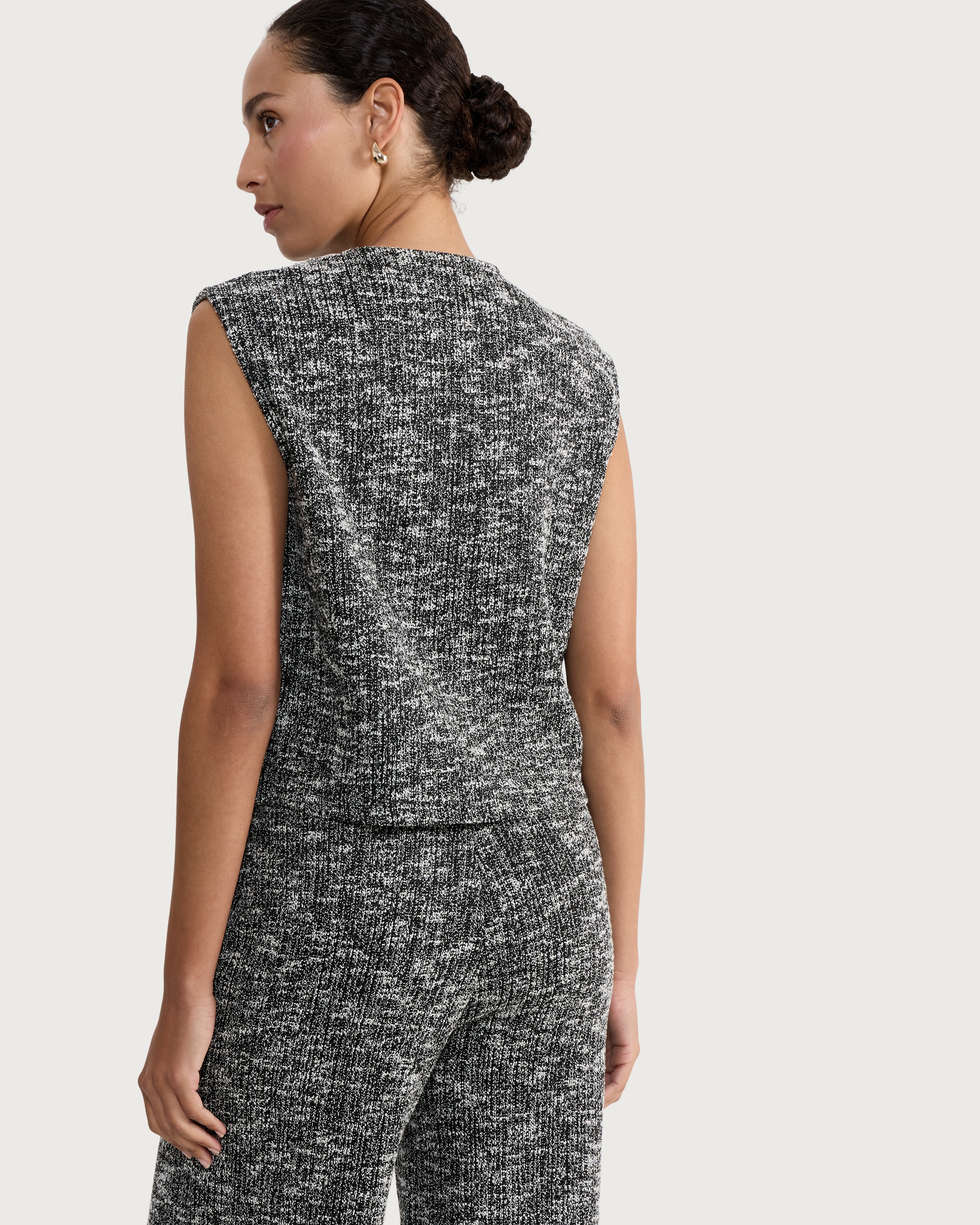 F&F Textured Buttoned Co-ord Waistcoat in Multi Black White thumbnail 2