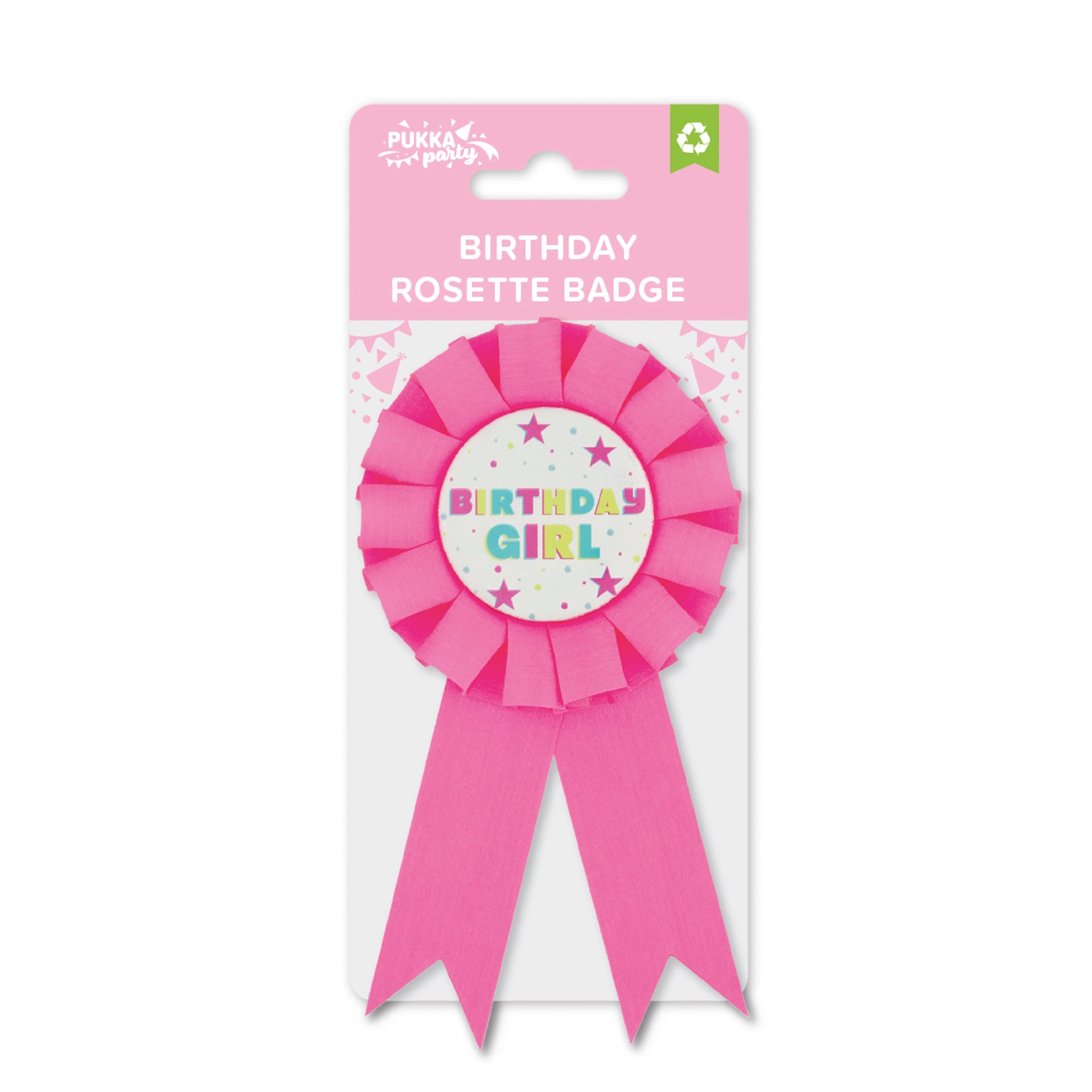 Pukka Party Birthday Rosette Badge - Pink