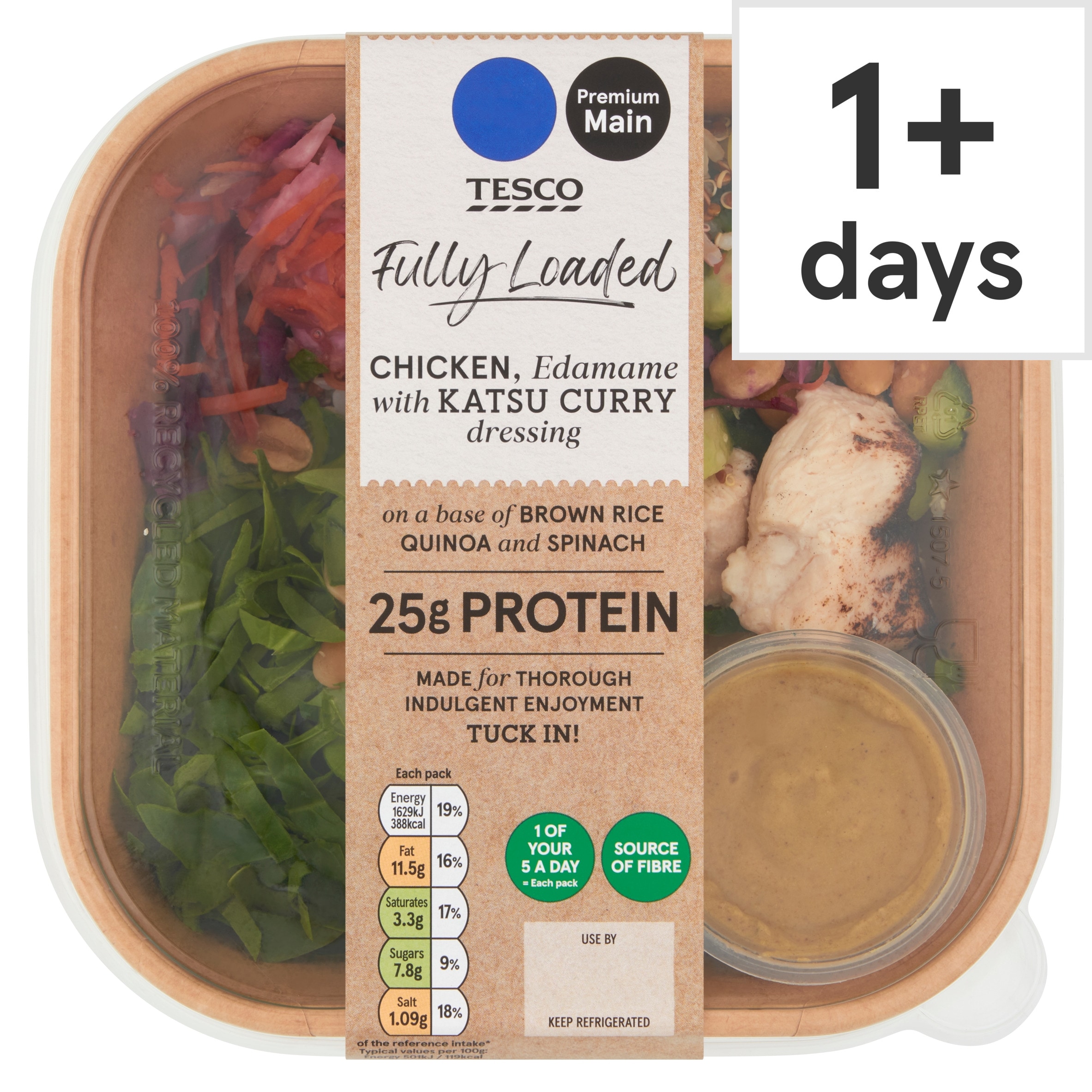 Tesco Fully Loaded Chicken, Edamame with Katsu Curry Dressing 325g