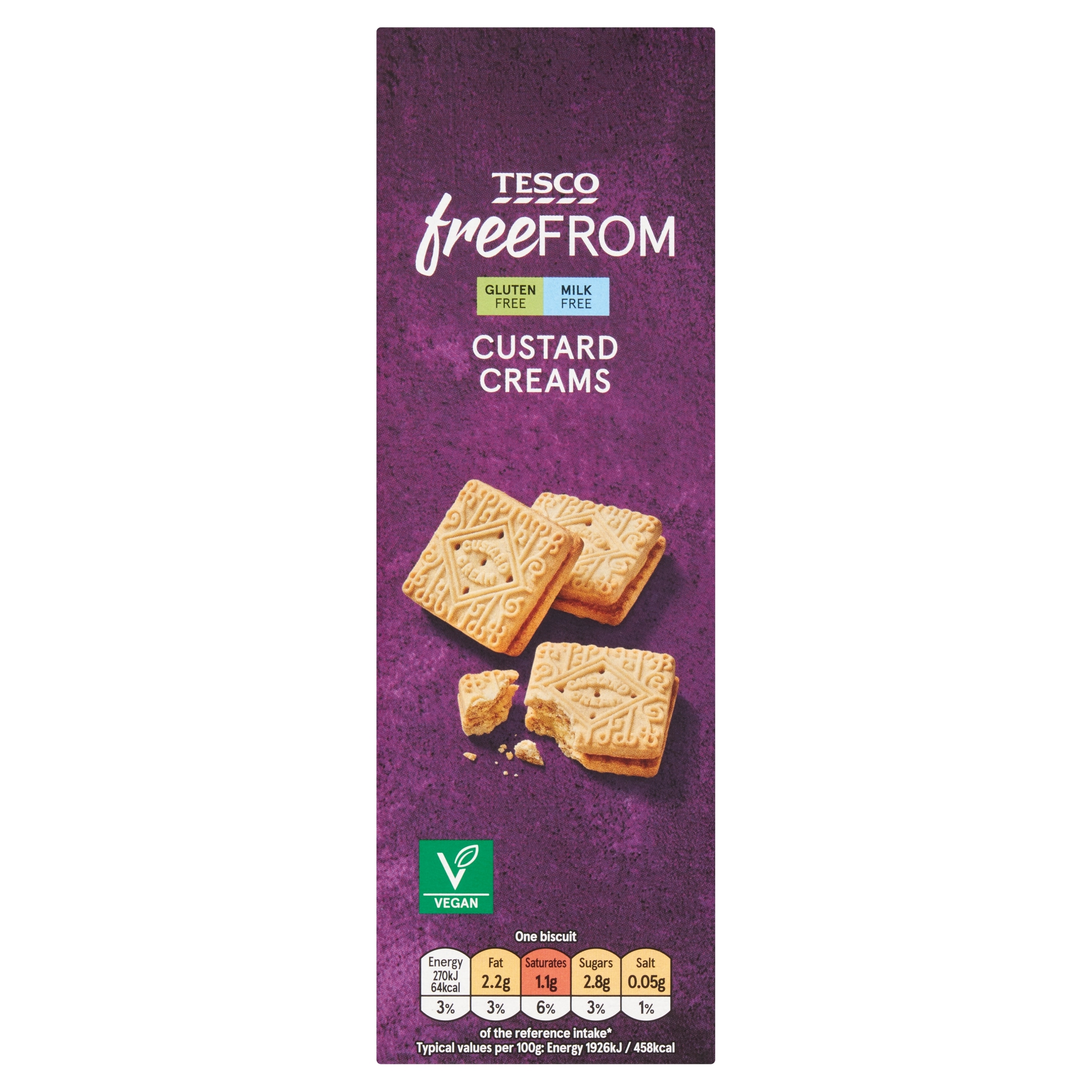 Tesco Free From Custard Creams 125G