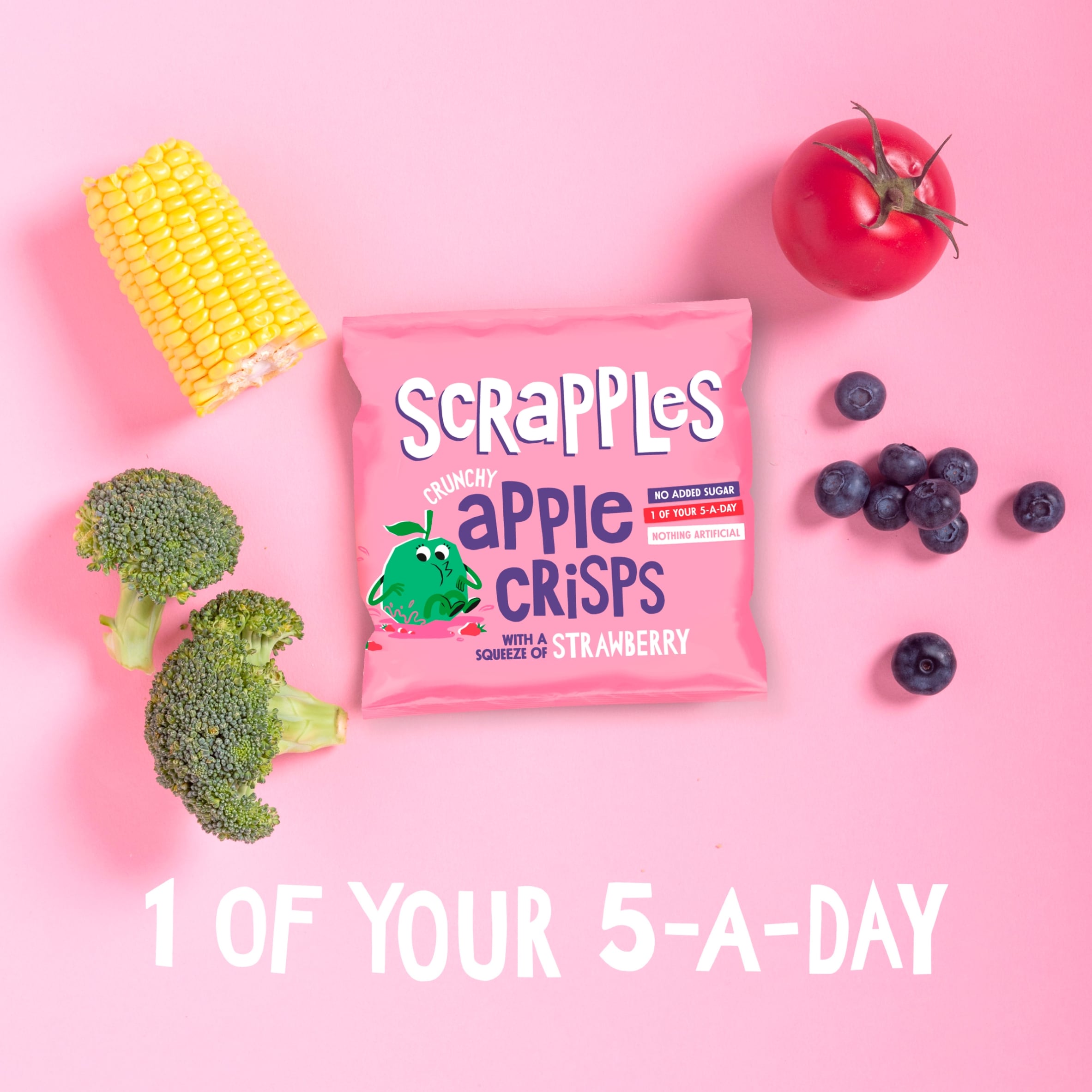 Scrapples Crunchy Apple Crisps with a squeeze of Strawberry Multipack (5x12g)  thumbnail 2