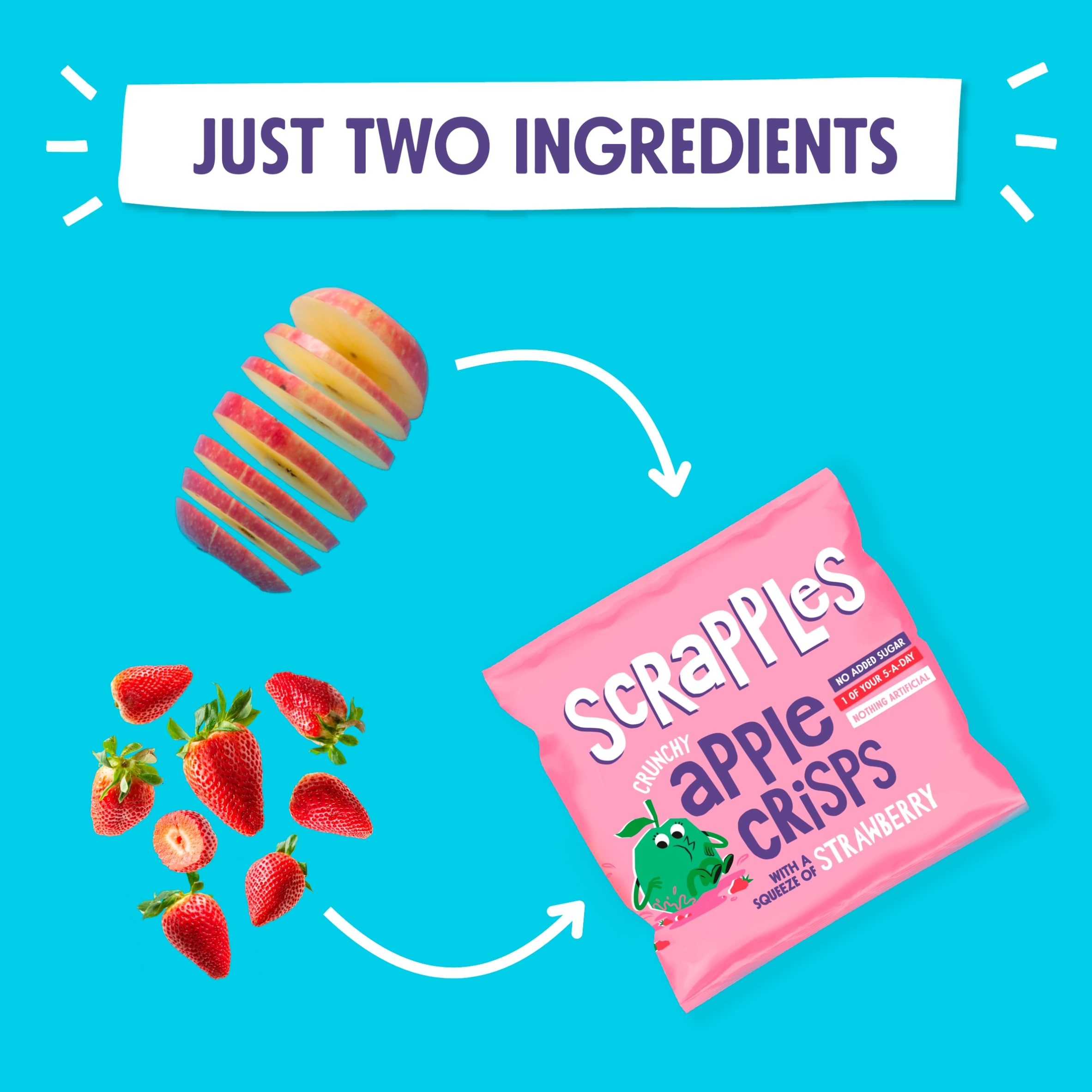 Scrapples Crunchy Apple Crisps with a squeeze of Strawberry Multipack (5x12g)  thumbnail 5