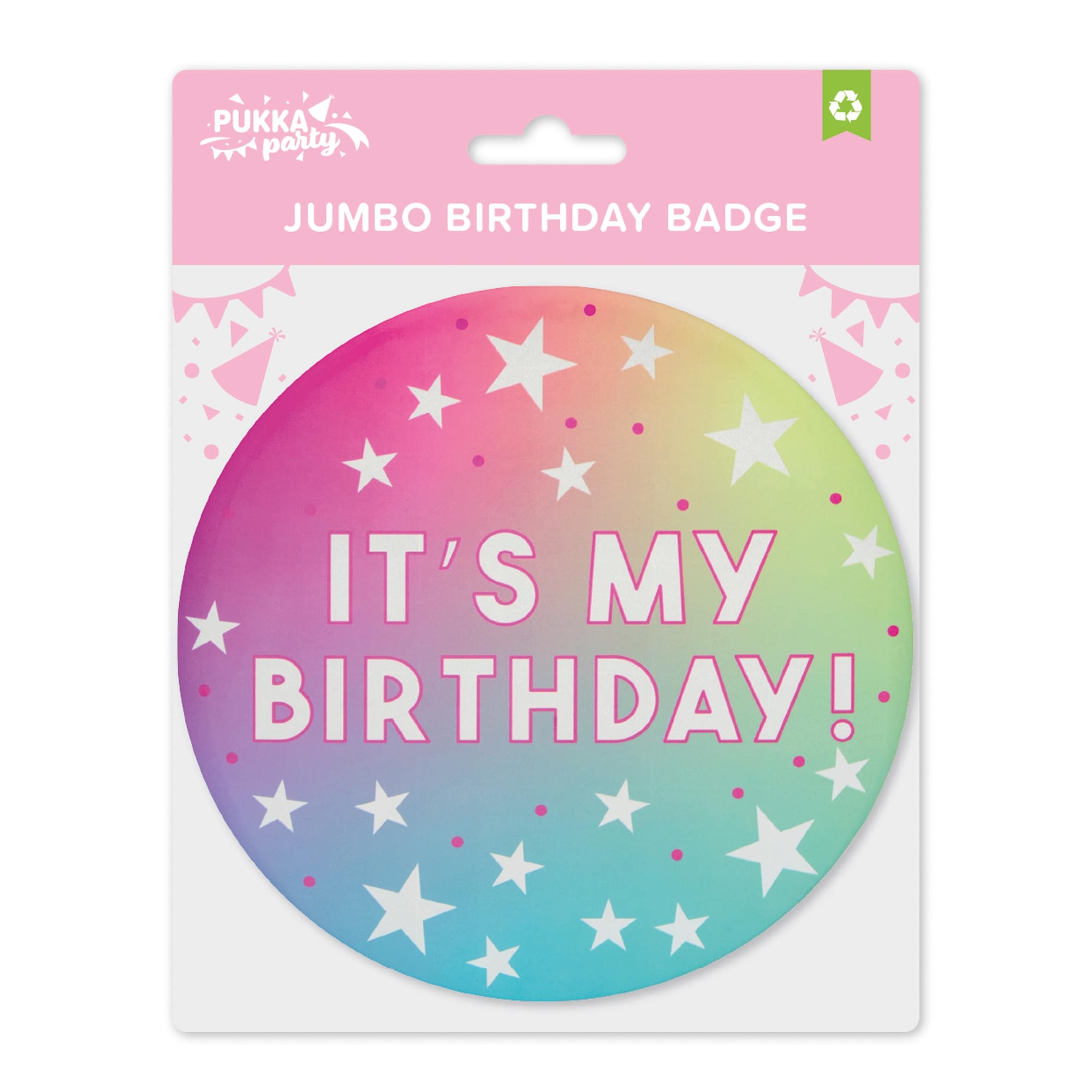Pukka Party Jumbo Birthday Badge - Girl