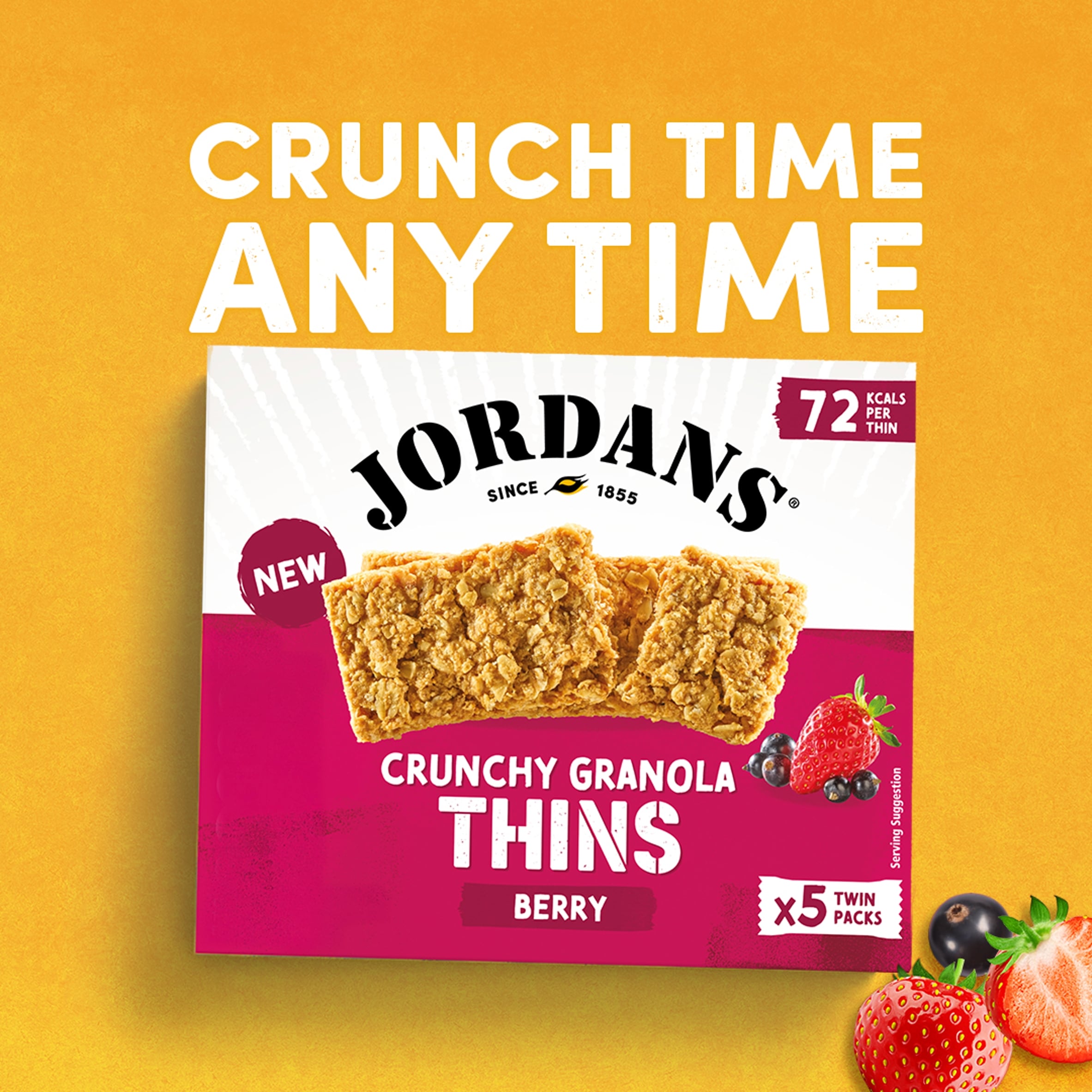 Jordans Granola Thins Mixed Berry Oat Cereal Snack Bars 160g thumbnail 2
