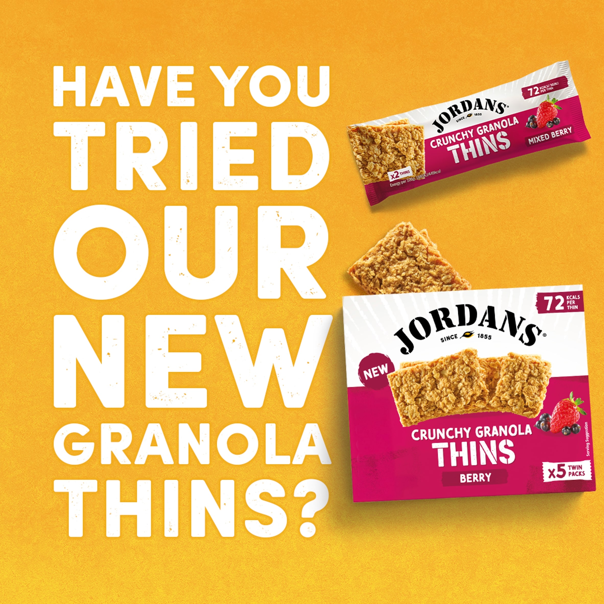 Jordans Granola Thins Mixed Berry Oat Cereal Snack Bars 160g thumbnail 3