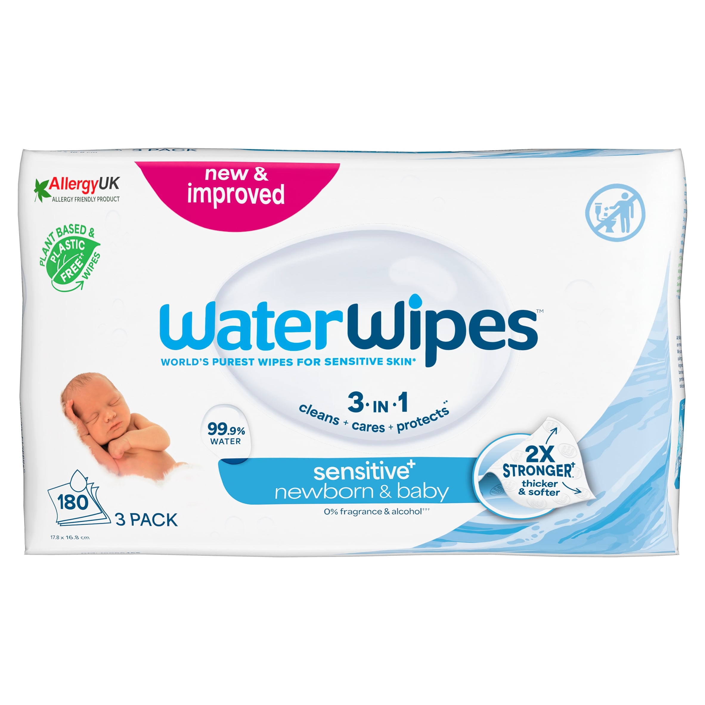 WaterWipes Newborn Baby Wipes 3pk (60 Wipes)