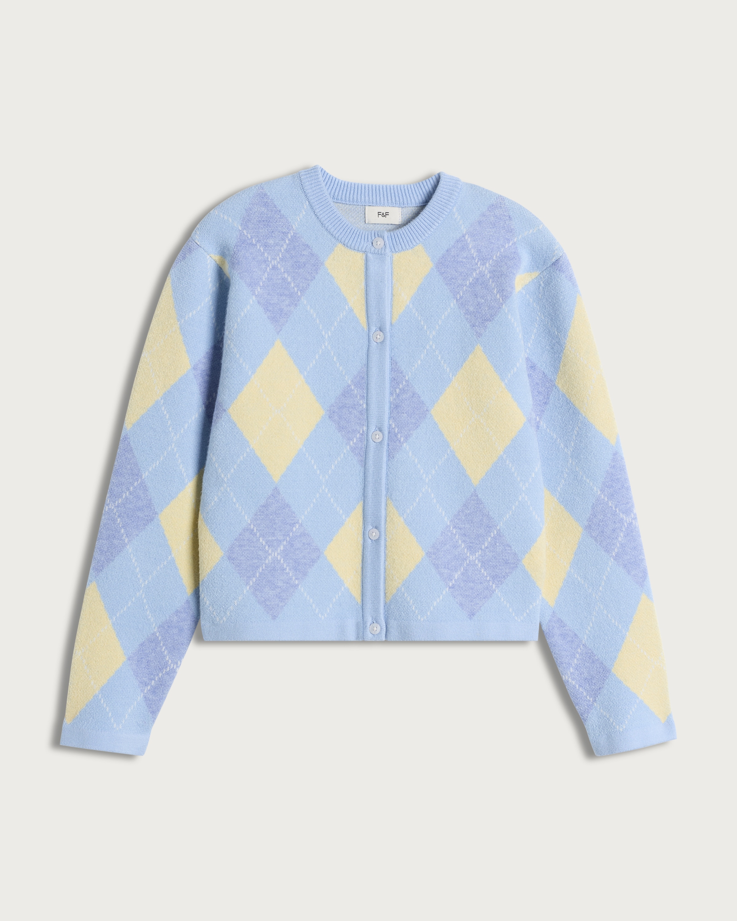 F&F Girls Argyle Button Up Cardigan in Multi Blue thumbnail 4