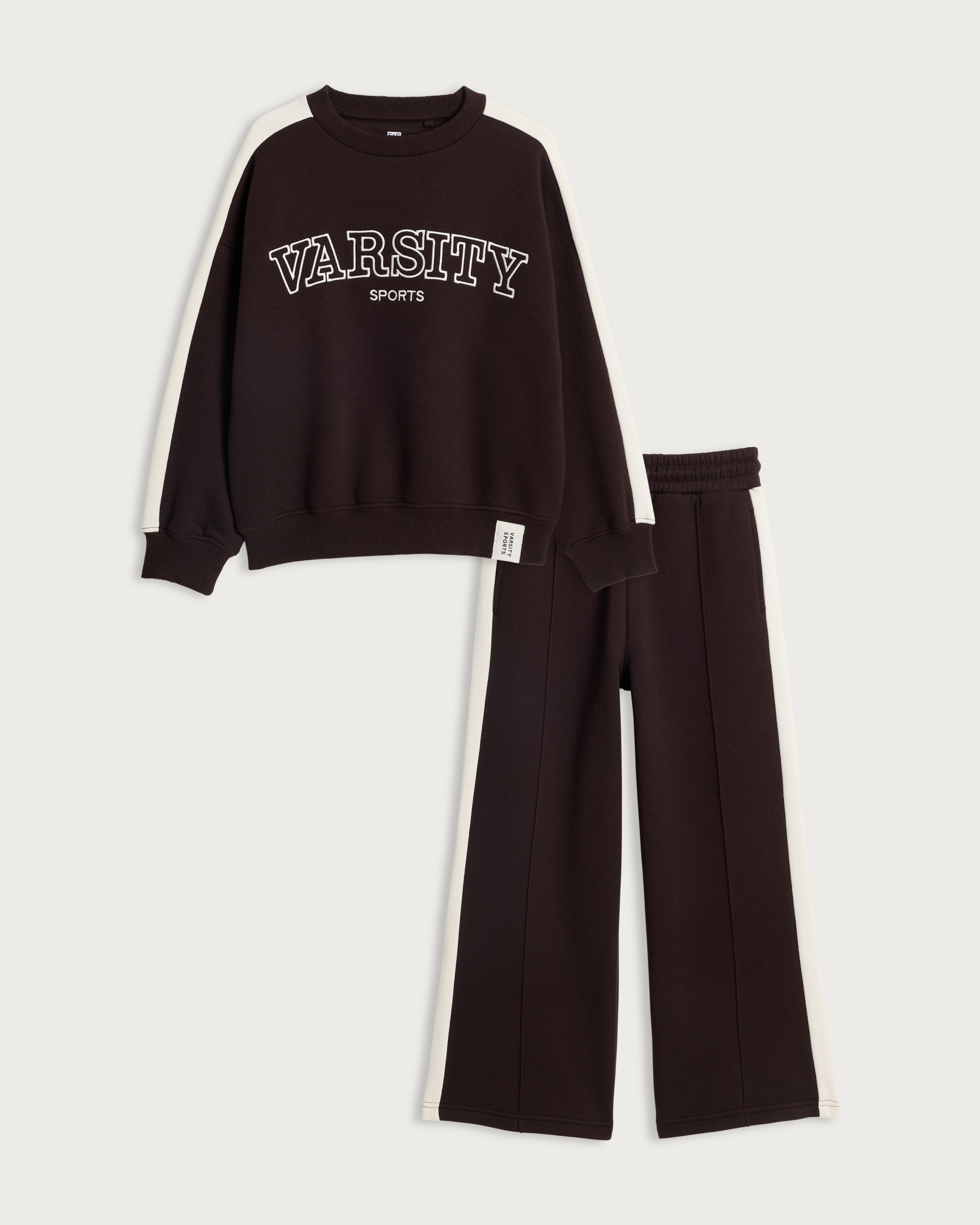 F&F Active Girls AFTERCLASS 2-Piece Slogan Sweatshirt and Joggers Set in Brown thumbnail 4
