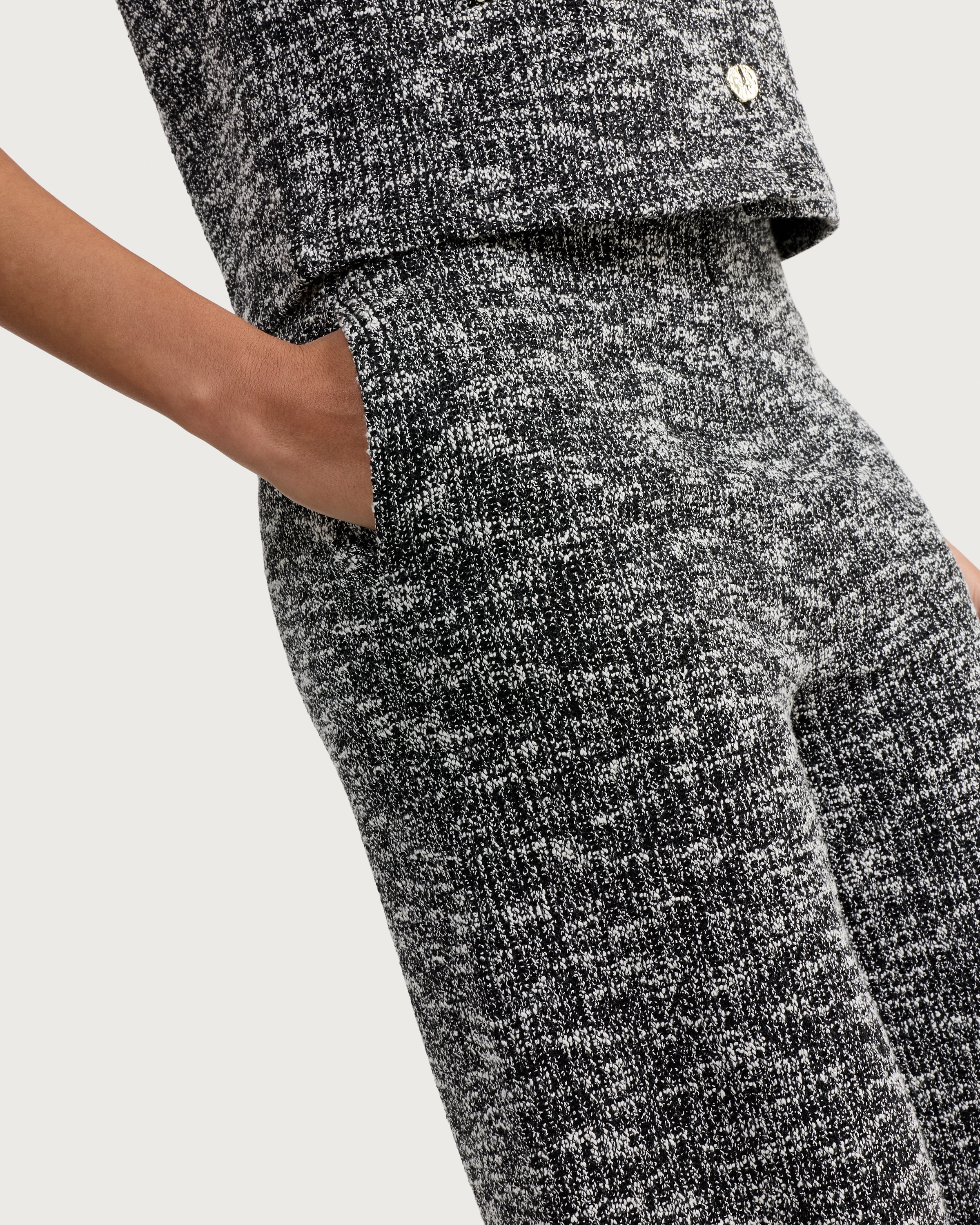 The F&F Edit Textured Wide Leg Co-ord Trousers in Multi Black White thumbnail 2