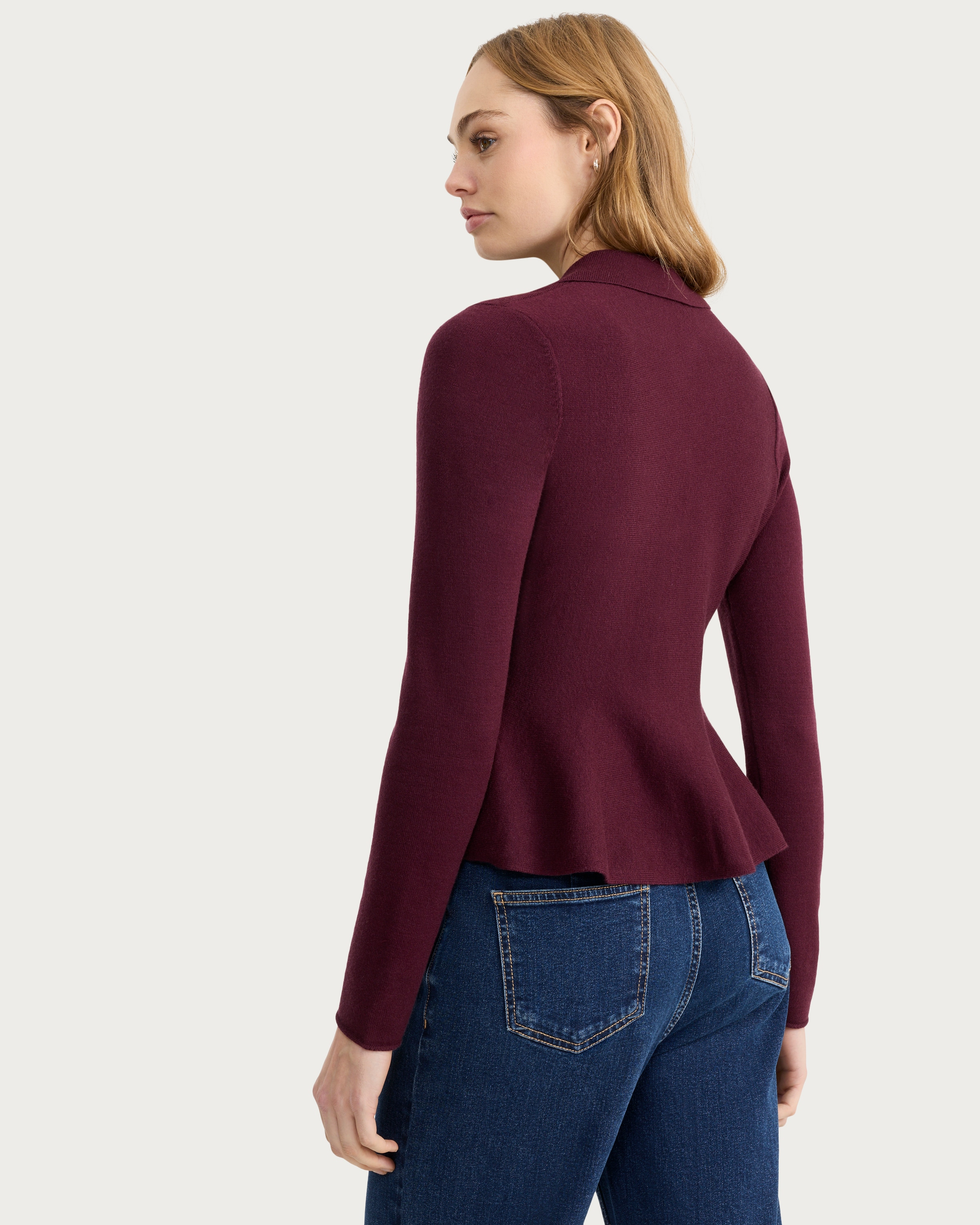 F&F Peplum Hem Button Up Cardigan in Purple thumbnail 3