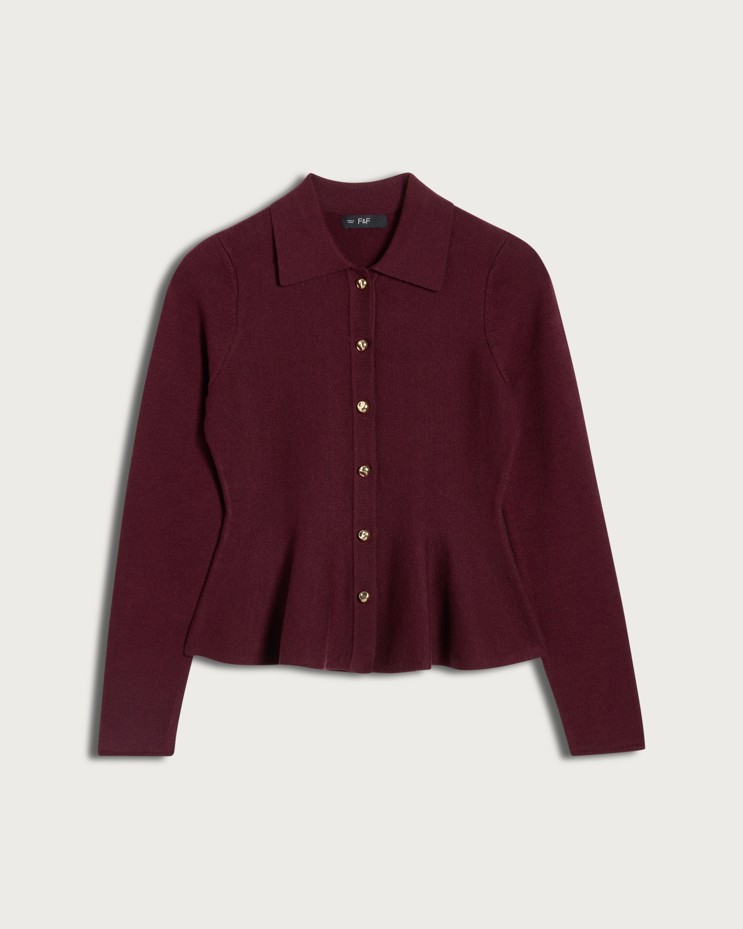 F&F Peplum Hem Button Up Cardigan in Purple thumbnail 4