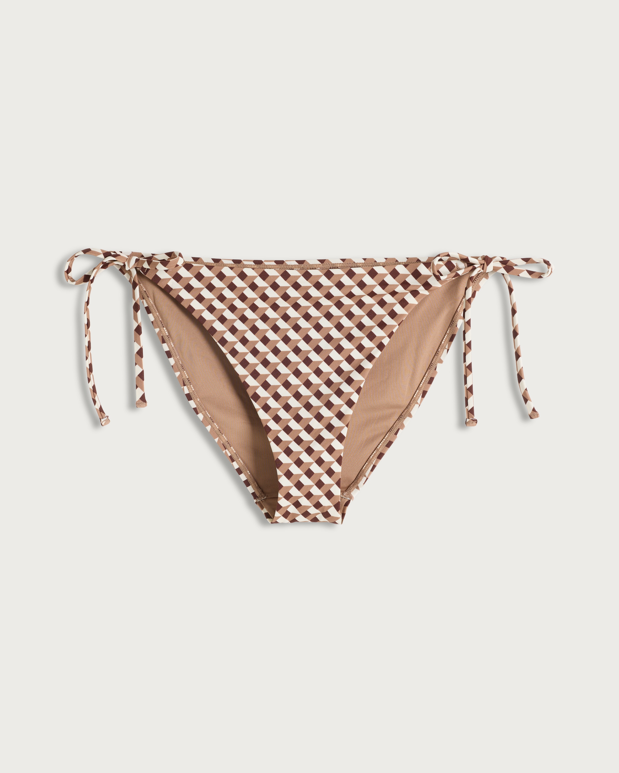 F&F Geometric Print Tie Side Bikini Bottoms in Multi Brown thumbnail 4
