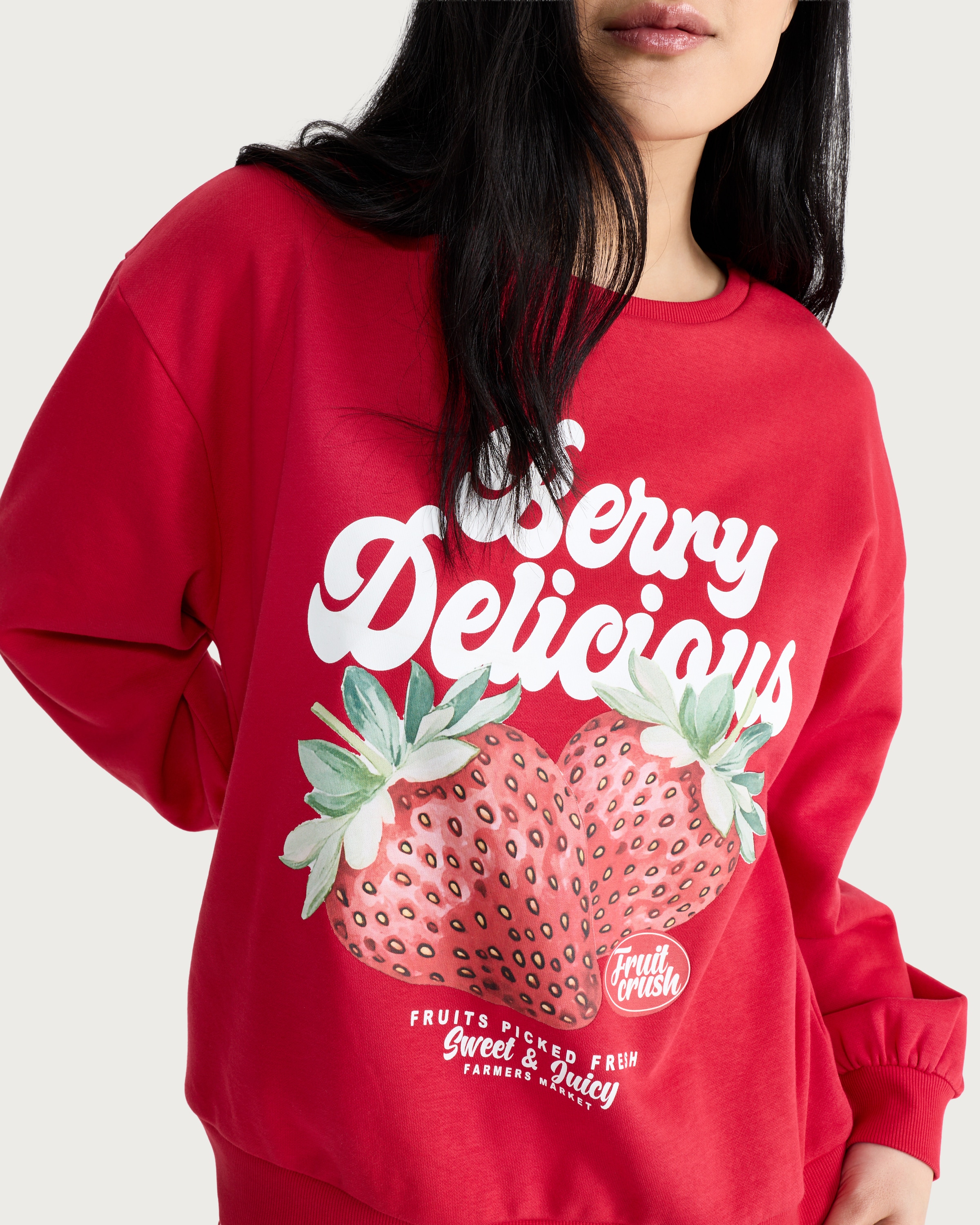 F&F Cotton Rich Strawberry Print Pyjama Set in Red