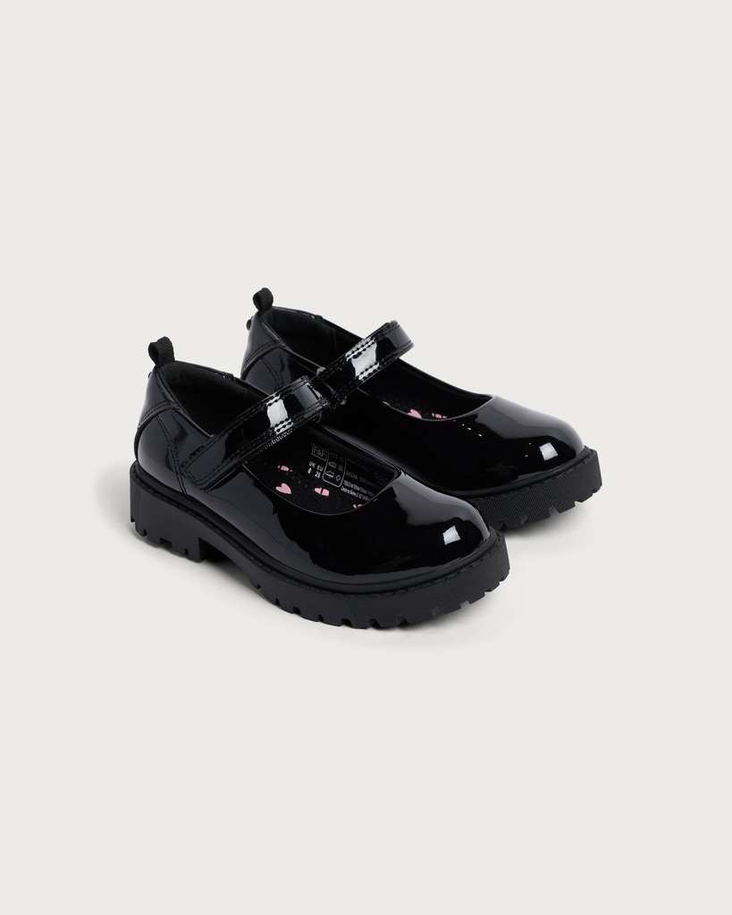 F&F School Girls Patent Mary Jane Shoes in Black