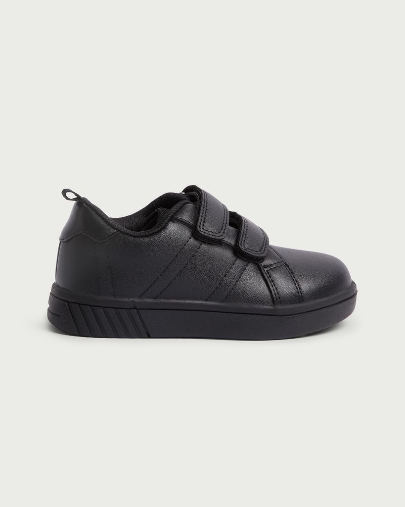F&F School Boys Double Strap Fastening Trainers in Black