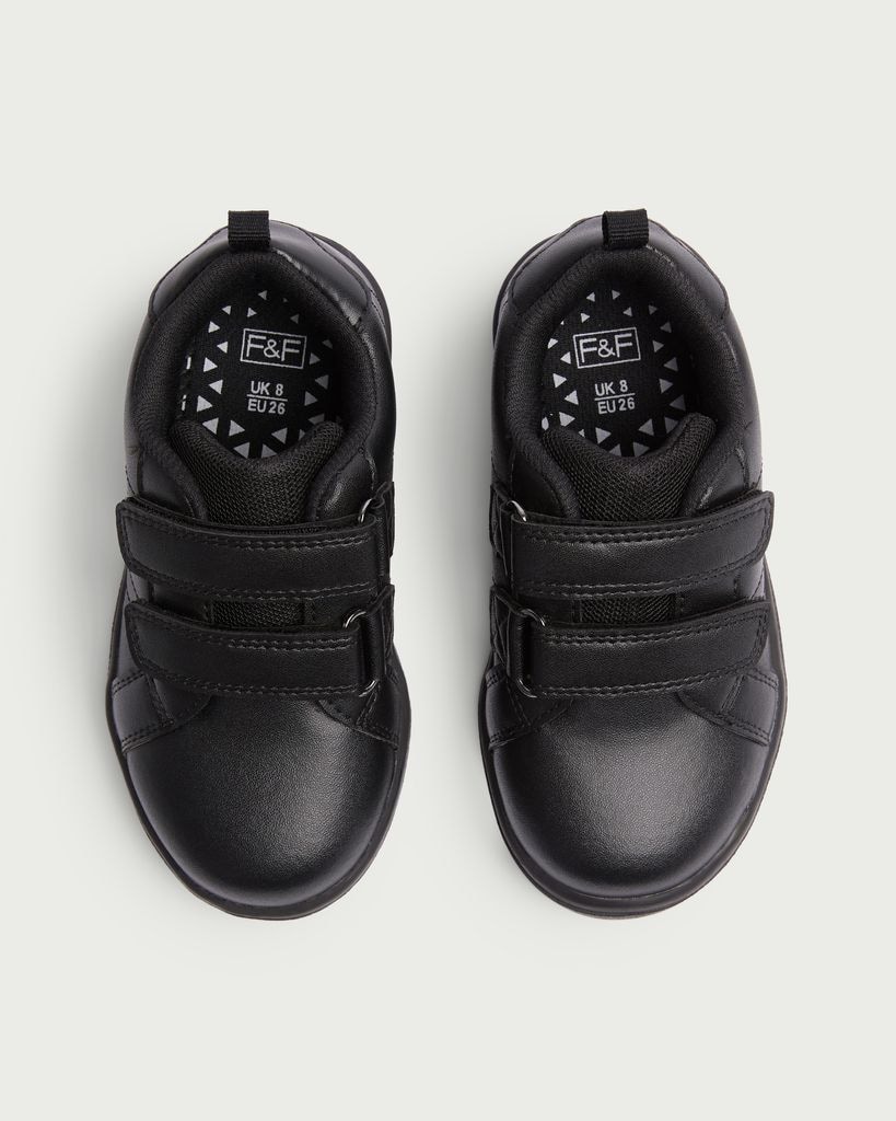 F&F School Boys Double Strap Fastening Trainers in Black thumbnail 2