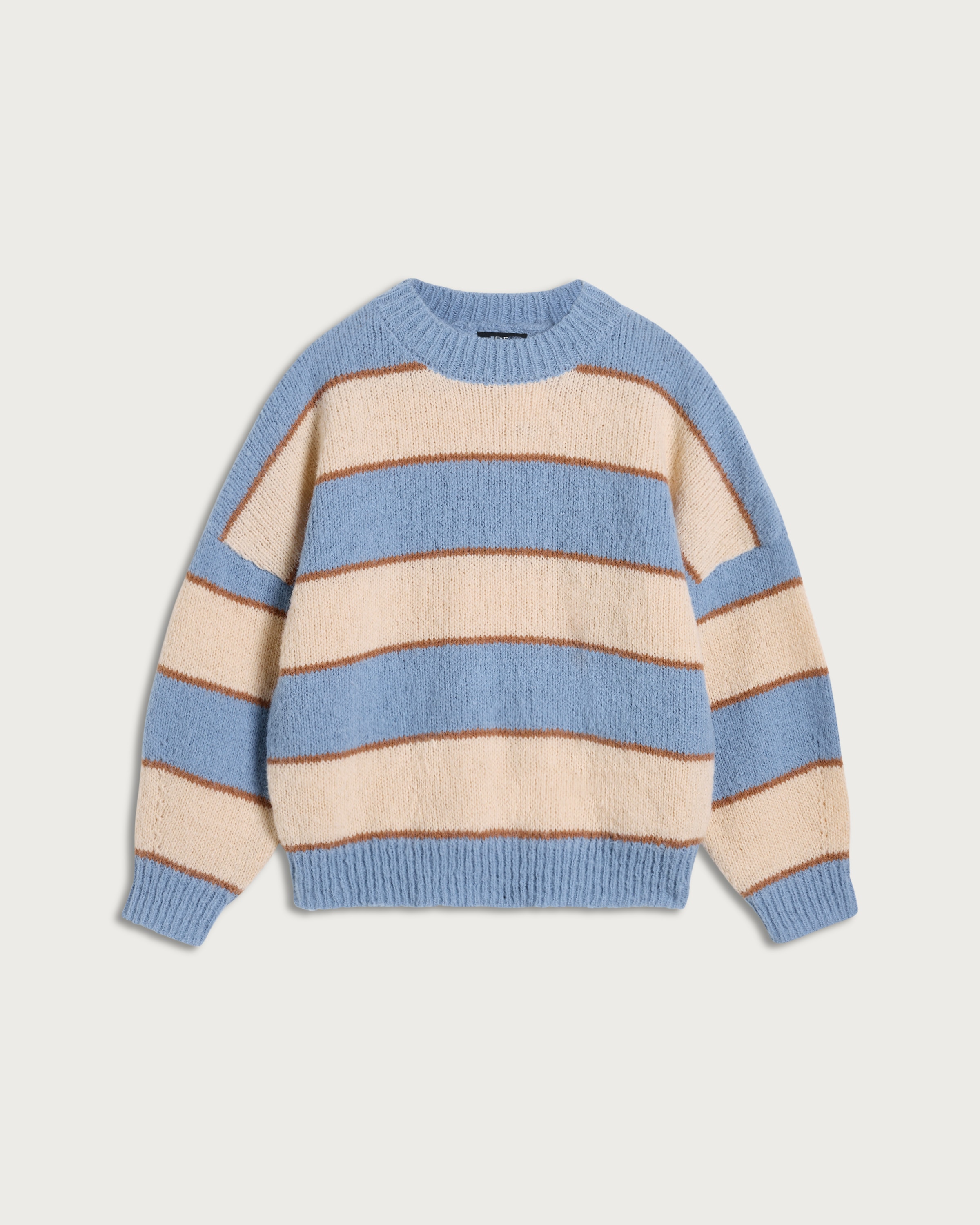 The F&F Edit Knitted Fluffy Striped Jumper in Multi Blue thumbnail 4