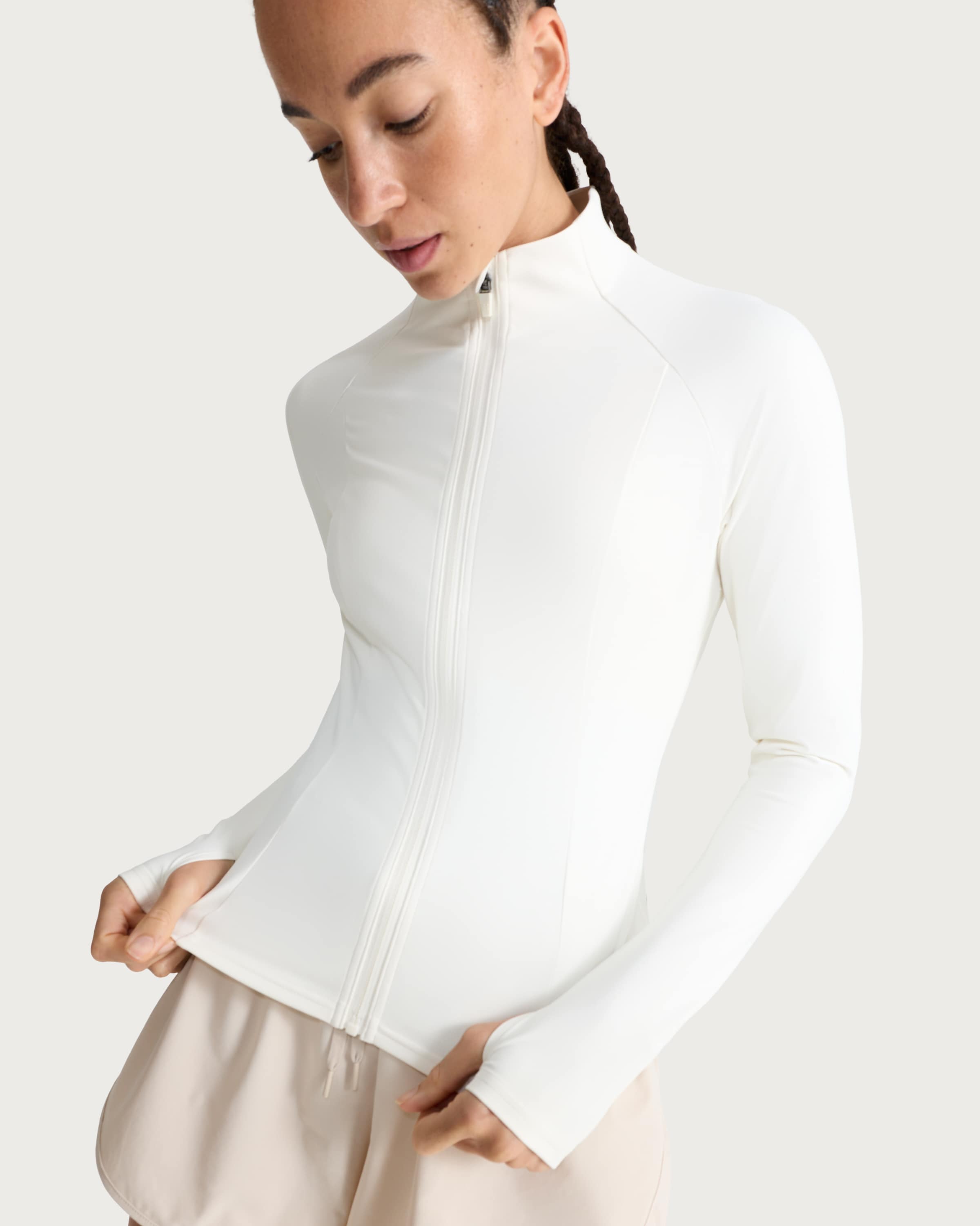 F&F Active EVERYHOUR Zip Up Jacket in Cream thumbnail 2