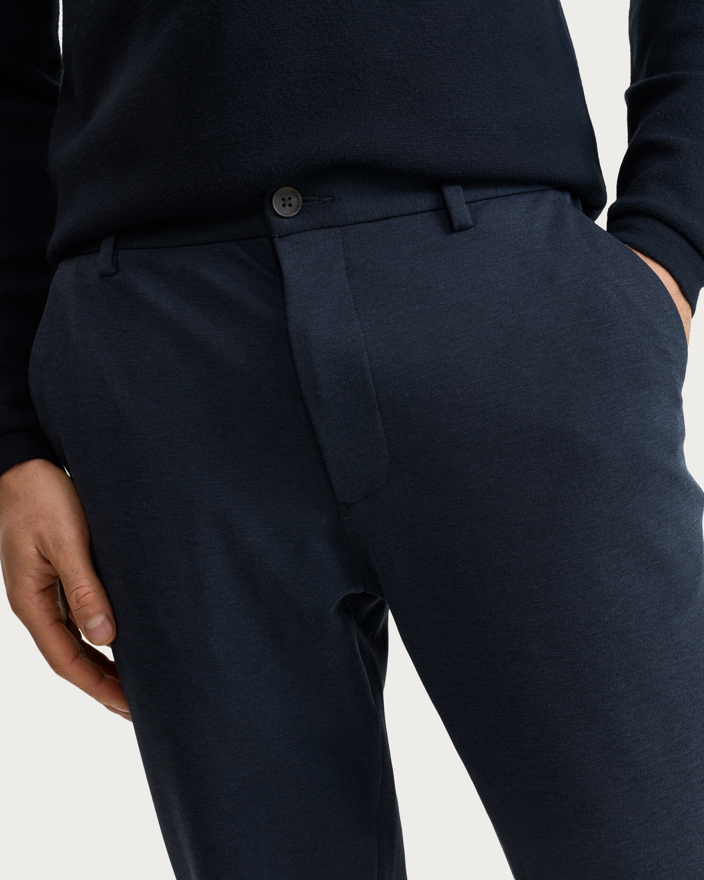 F&F Textured Straight Leg Chino Trousers in Navy thumbnail 2