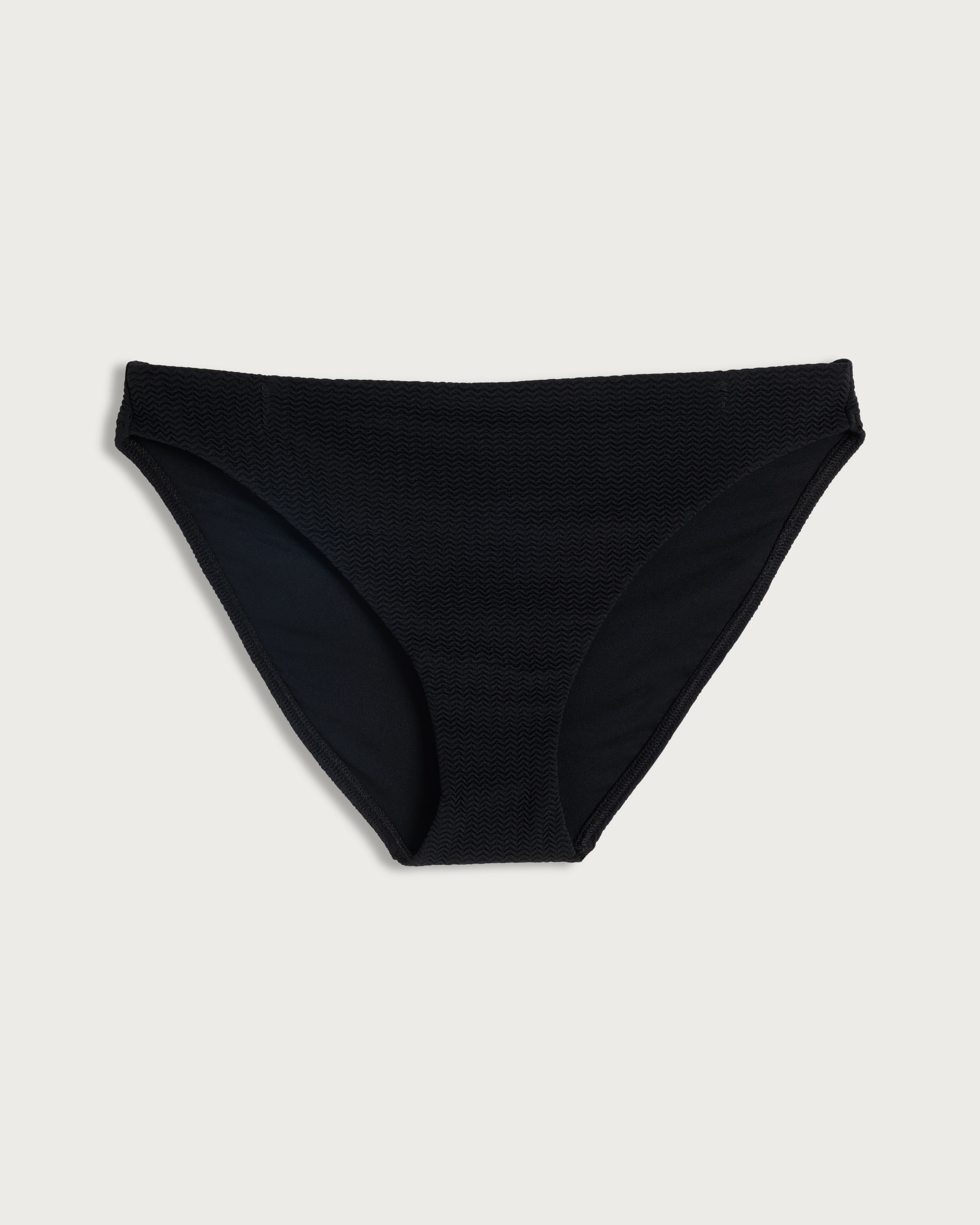 F&F Textured High Leg Bikini Bottoms in Black thumbnail 4